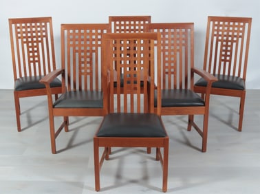 6 Stickley Arts Crafts Lattice Dining Chairs