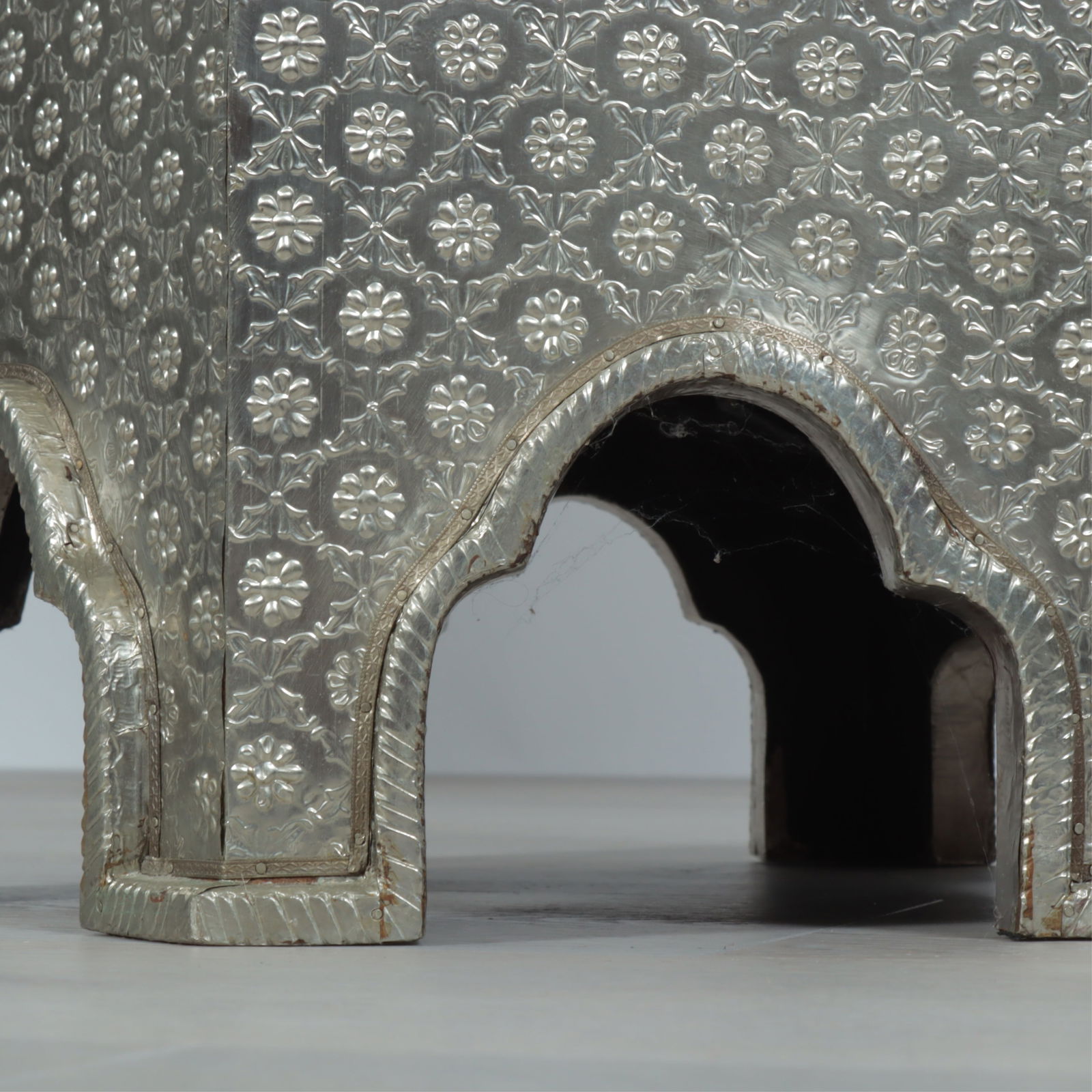 Orientalist Repousse Metal Clad Hexagonal Table - 4