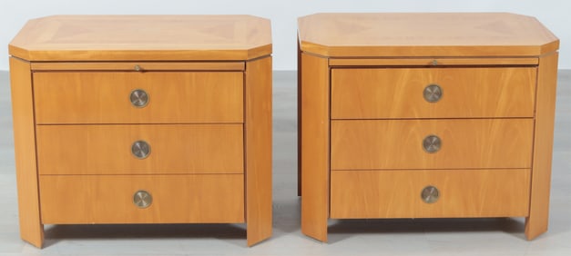 Pr Baker Art Deco Mahogany Bedside Commodes