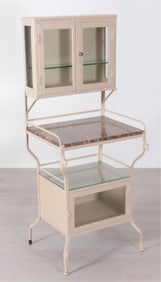 Vintage Cream Painted Metal Dental Cabinet