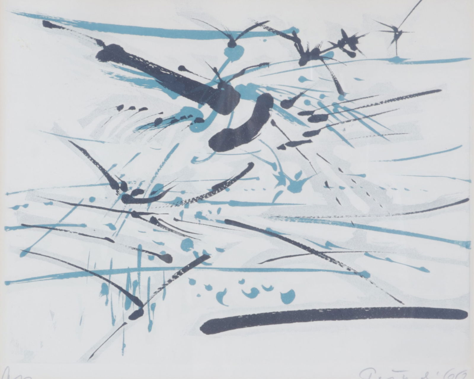 Gabor Peterdi - "Birds" A/P: Gabor Peterdi (Hungarian/American, 1915-2001) "Birds" etching in color on wove paper, artist's proof. Signed and dated 1960 in graphite lower right. Dimensions: 11.5 x 14, framed 18.75 x 20.75" 