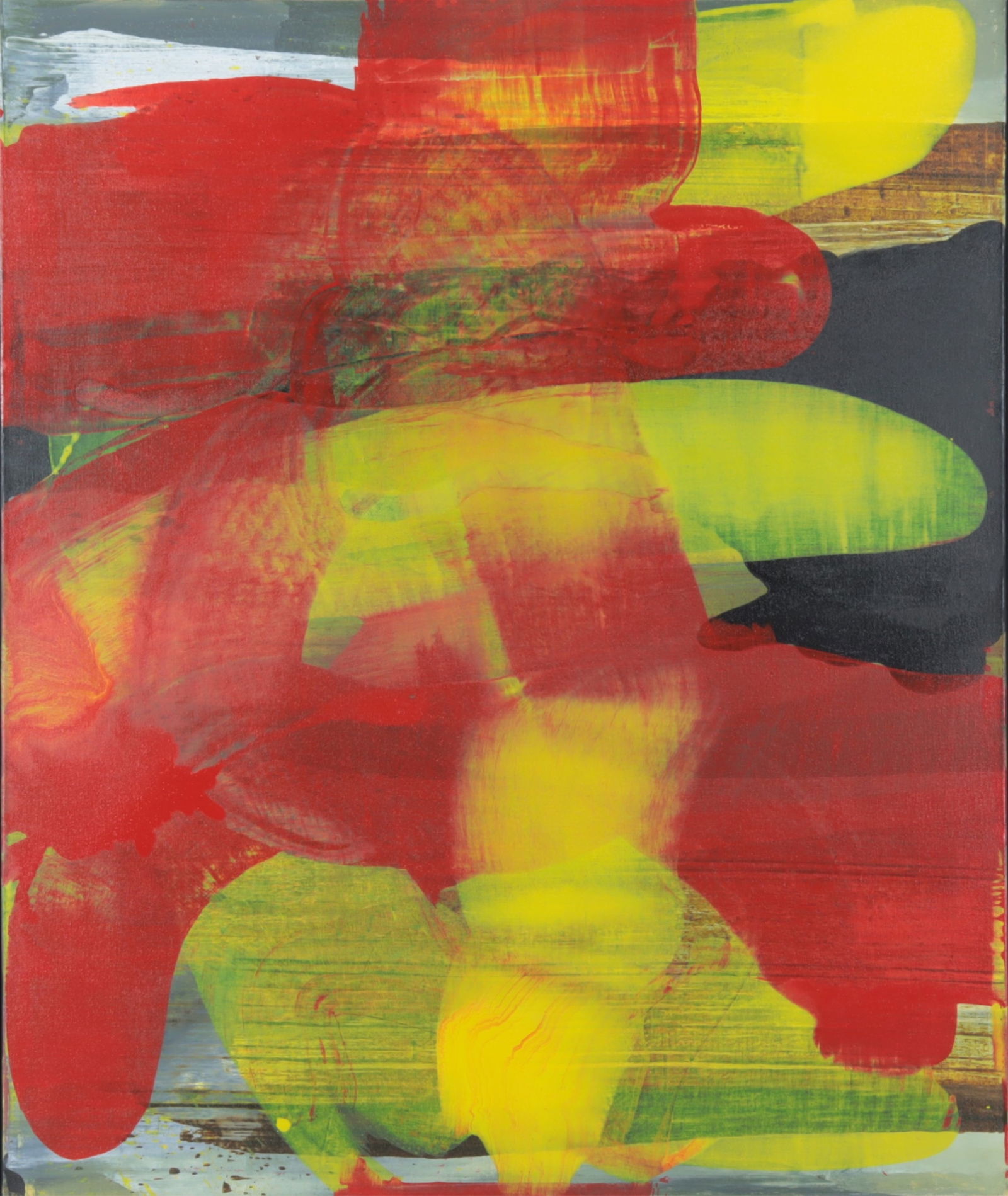 Antonio Alvarez - Exterminating Angel A/C: Antonio Alvarez, "Exterminating Angel", red and yellow abstract acrylic on canvas, signed verso, dated 2012. Dimensions: Framed 37.75" H x 31.75" W 