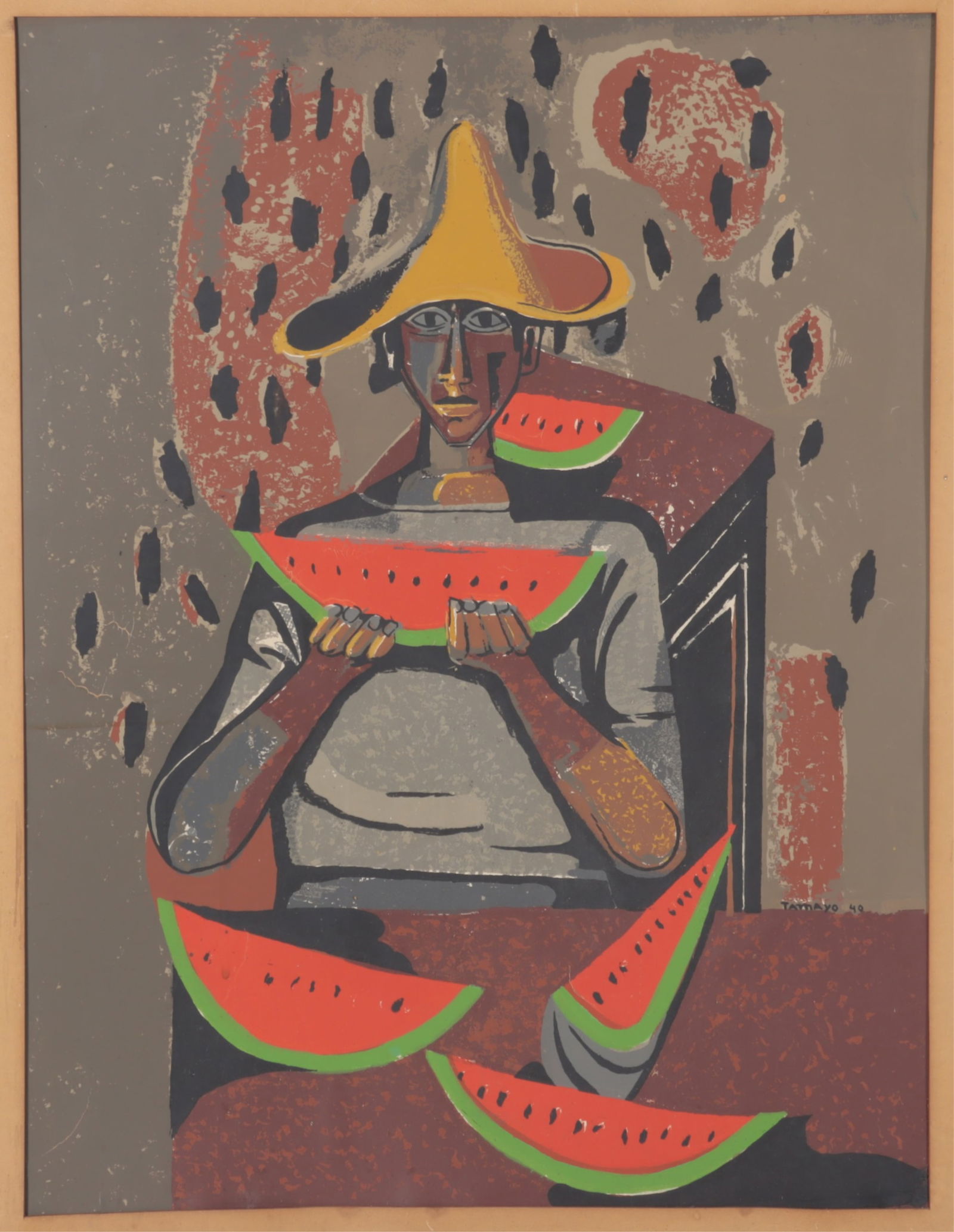 Rufino Tamayo - Watermelon Eater: Rufino Tamayo (Mexican, 1899-1991) Watermelon Eater, color lithograph on paper, signed and dated 1940 in plate. Dimensions: 28 x 22 Framed 33 x 27 