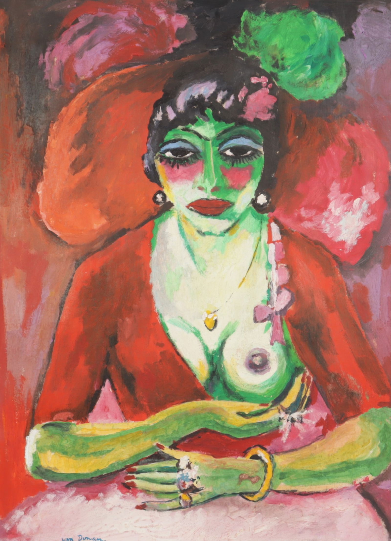 After Kees van Dongen - Femme fatale - Tempura: After Kees van Dongen, Netherlands/Dutch, 1877-1968, Femme fatale c.1905, paint on paper Dimensions: 19 3/4 x 26 From a Dutch Modernism Collector