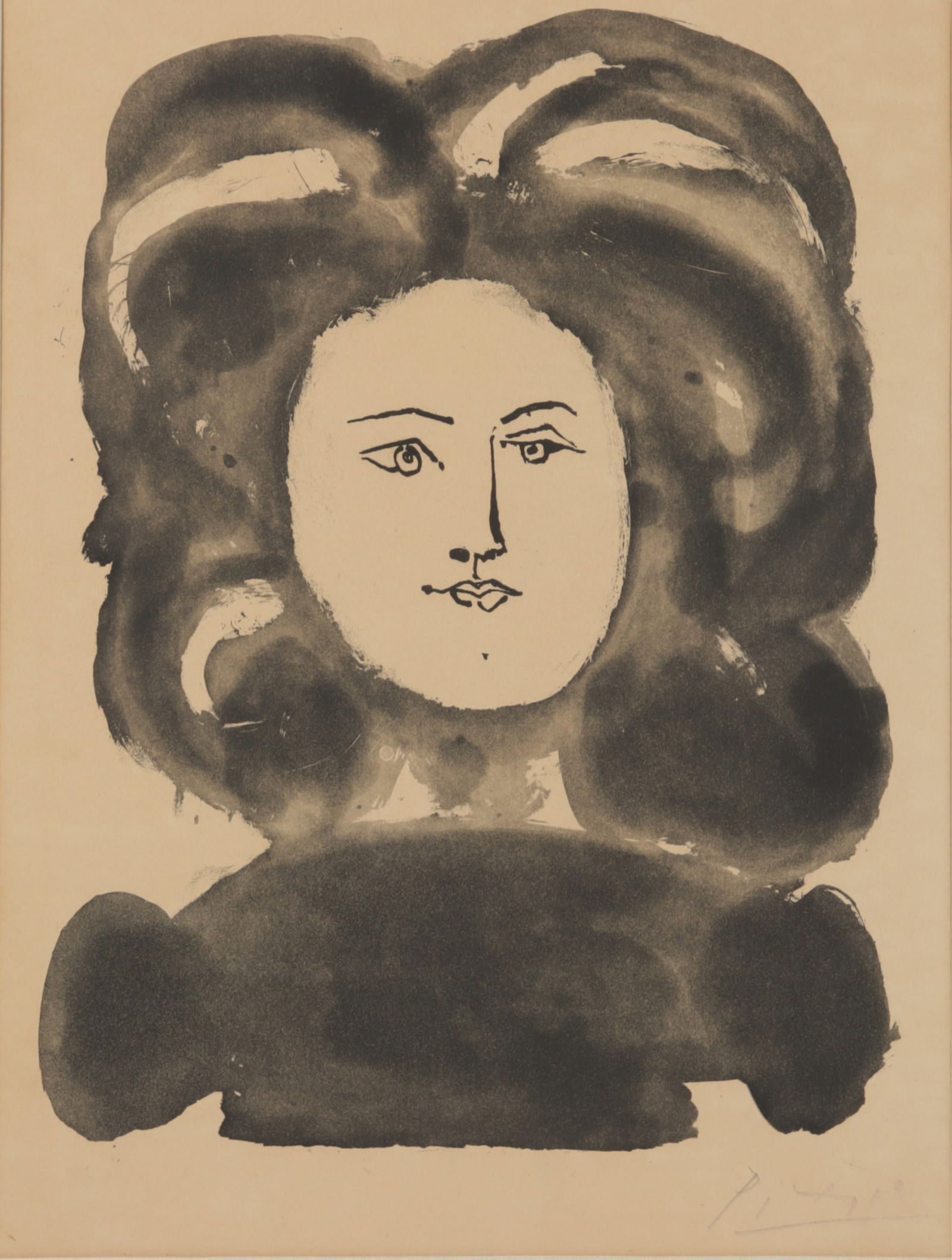 Pablo Picasso - Buste de Femme de Face: Pablo Picasso (Spanish, 1881 - 1973) Buste de Femme de Face, Portrait de Gongora Portfolio. Gongora: Vingt Poemes 1947 Trial, artist proof. Aquatint and etching. Pencil signed lower right. Dimensions:
