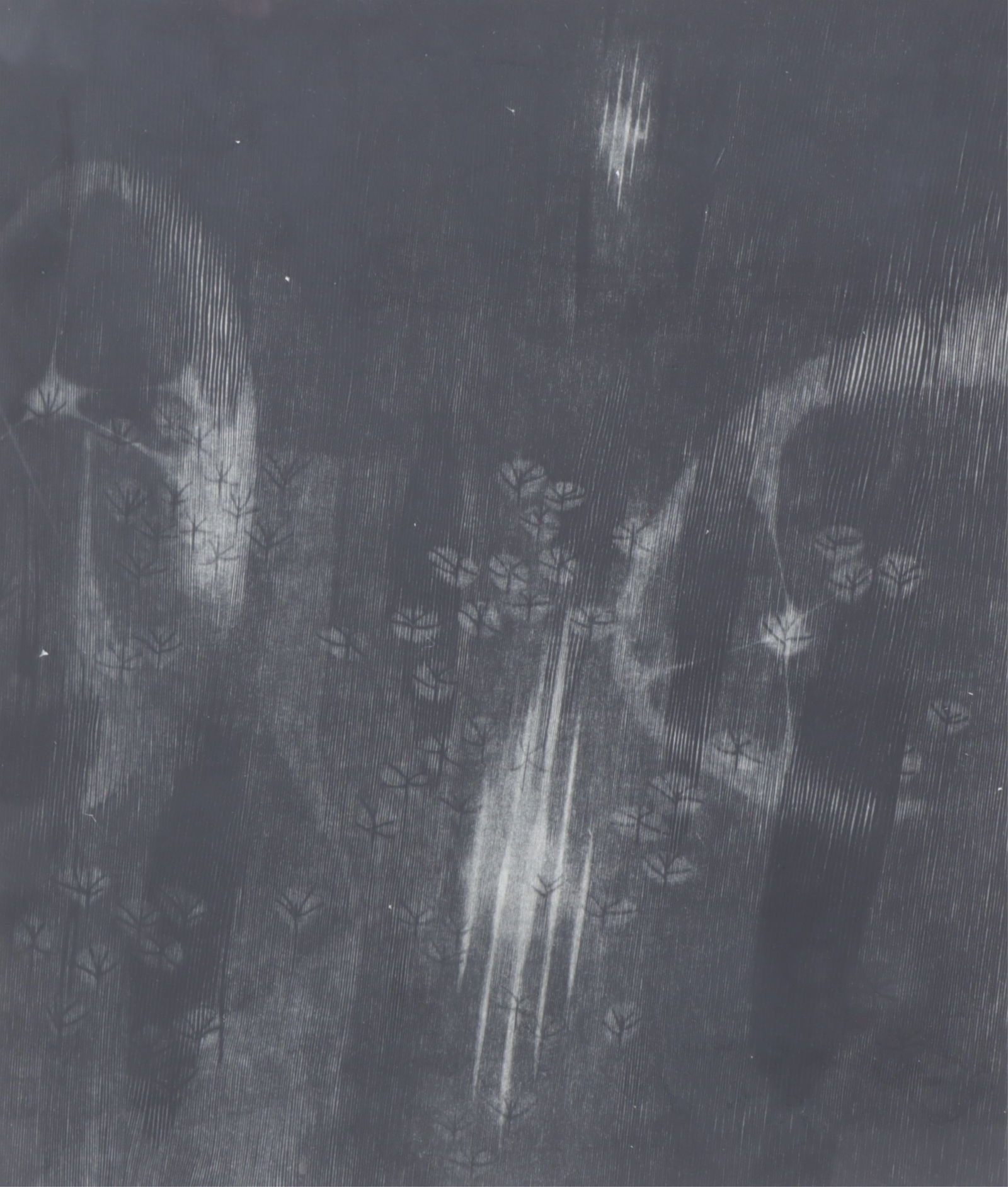 Judith Foster - VT Mountain Night, Early Spring II: Judith Foster (American, b. 1930) Vermont Mountain Night, Early Spring Phase II, Engraving, signed, titled and dated 1962 in pencil lower margin, Artist Proof Dimensions: Sight 19" H x 15.75" W,