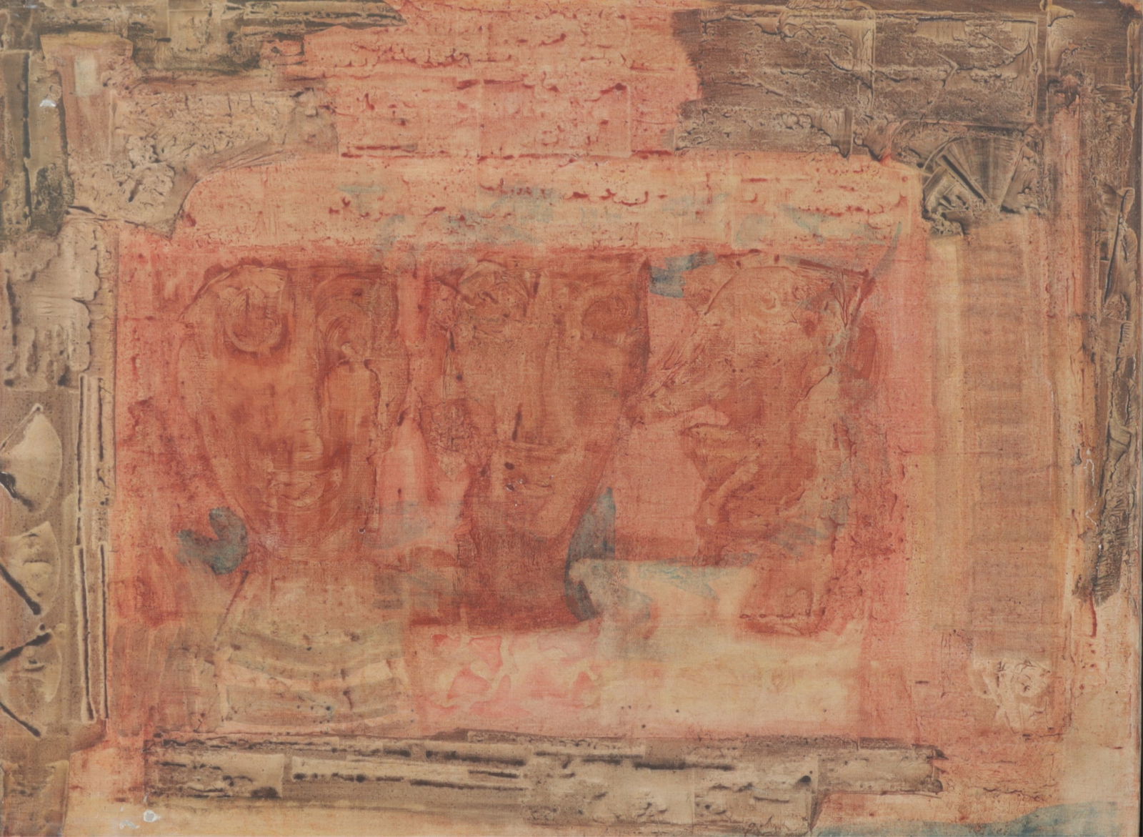 Theo Stavropoulos - Untitled Orange, O/C: Theo Stavropoulos (Greek, 1930-2007) Untitled Orange, oil on canvas, signed lower right Theo. Dimensions: Sight 18" H x 24" W, Framed 19.5" H x 25.5" W 