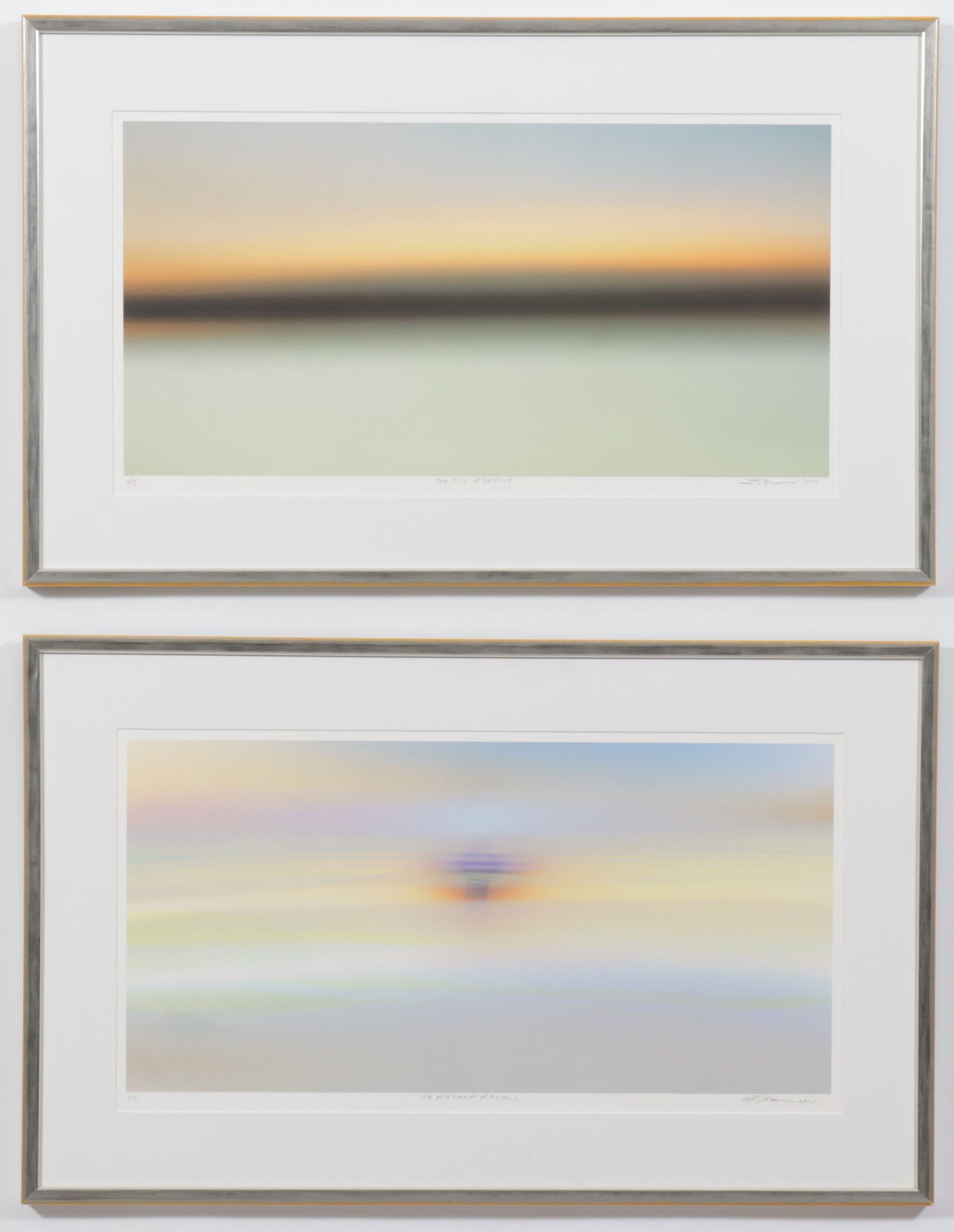 Lynda Fay Braun - Abstract Landscapes, Lithos: Lynda Fay Braun (American, b 1943) Two Abstract Landscape lithographs, The Aftermath of Angels & The Tide of Destiny, each pencil signed, numbered 2 of 5, dated 2018 and titled lower margin.