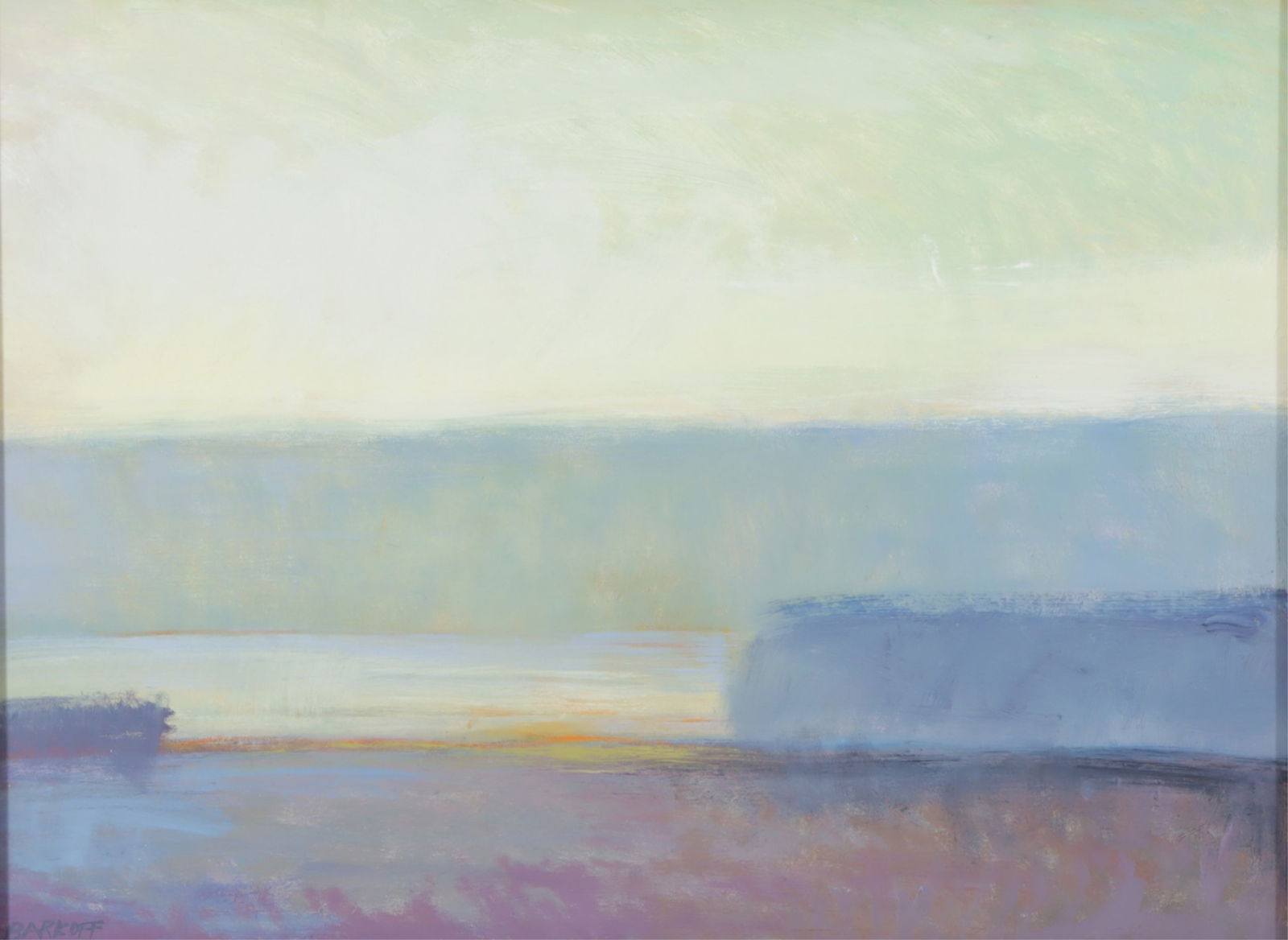 Ira Barkoff - Landscape Memory O/C: Ira Barkoff (American, 20th C). 'Landscape Memory' oil on canvas, signed lower left, gilt frame. Dimensions: 18 x 24" Framed 24 x 29.75" 