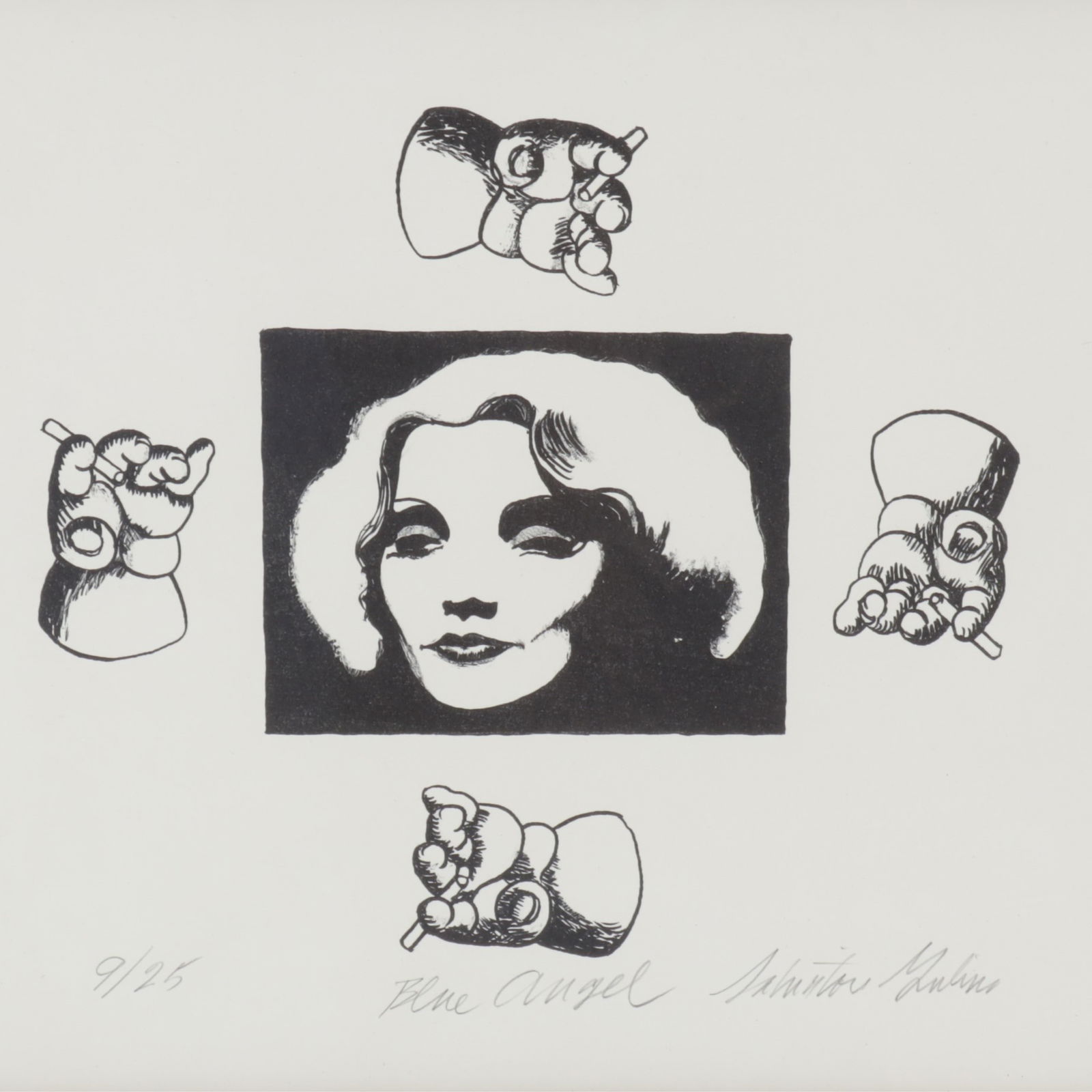 Salvatore Gulino - Blue Angel, Lithograph: Salvatore Gulino, Blue Angel, Lithograph, pencil signed, titled and numbered 9 of 25. Dimensions: Framed 16" H x 20" W 