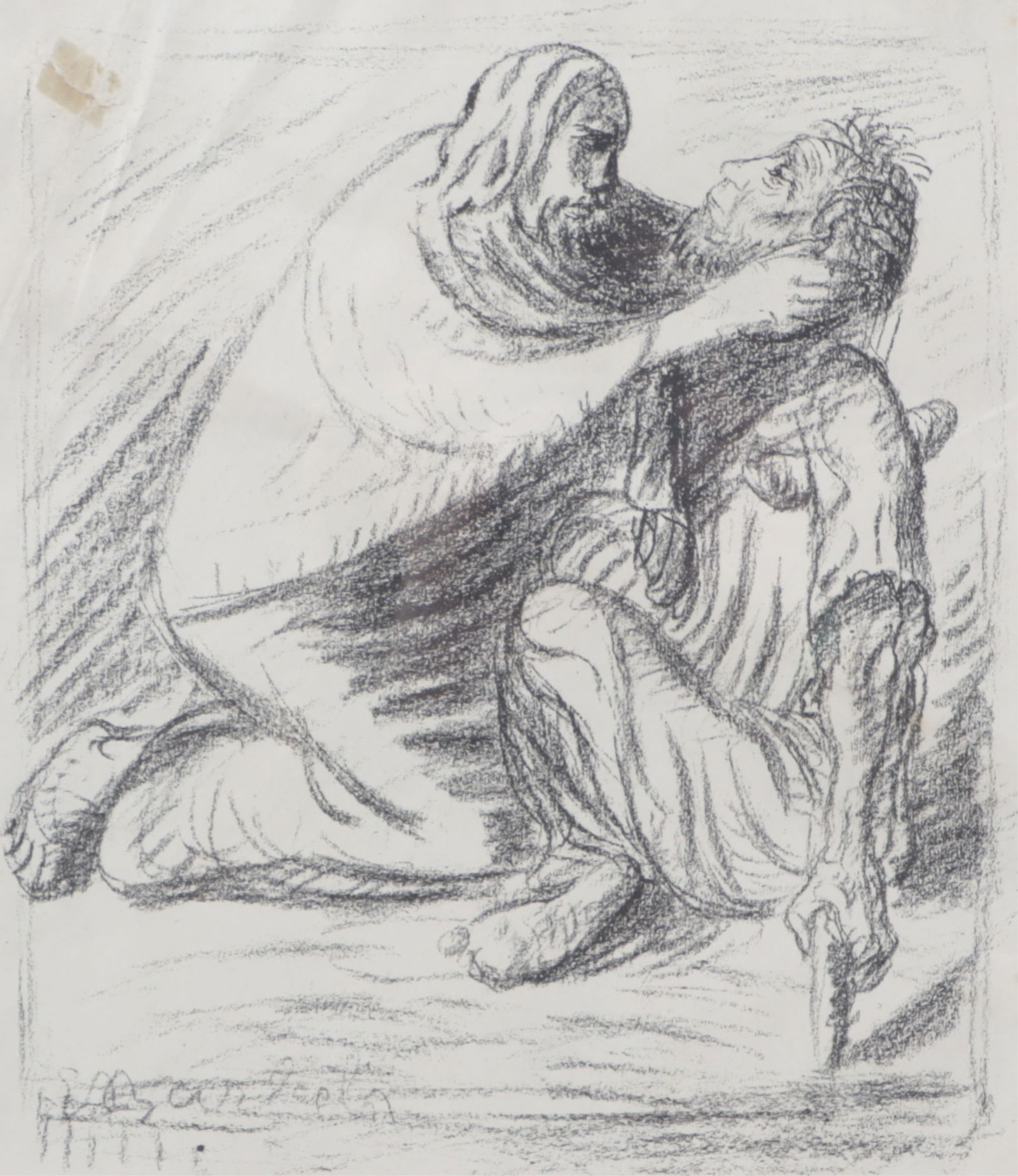 Ernst Barlach - Blessed are the Merciful, Litho: Ernst Barlach (German, 1870-1938) Blessed are the Merciful, Lithograph, signed in plate Dimensions: Sight 10" H x 8.75" W, Framed 17.75" H x 15.75" W