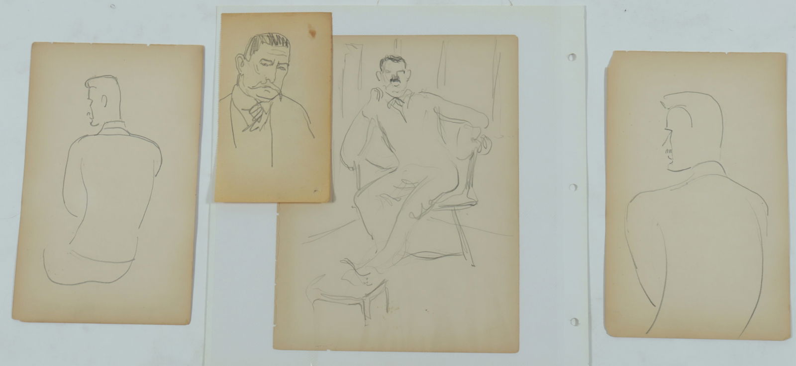 C. Bertram Hartman - Ernest Hemingway: C. Bertram Hartman, American, 1882-1960, Four Ernest Hemingway sketches, pencil on paper Dimensions: 6 1/2 x 3 3/4 to 10 1/2 x 7 3/4 Property from the Estate of Bertram Hartman represented by Rabin