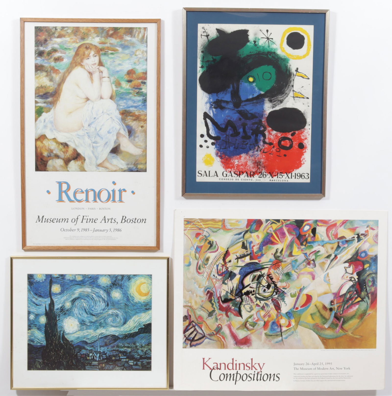 Miro, Renoir, Kandinsky, Van Gogh - Posters: Joan Miro, Spain/France, 1983-1983, Sala Gaspar L?Exposition Album 19, 1963 Barcelona; Wassily Kandinsky, Russian, 1866-1944, Compositions, (Composition VII,1913) Museum of Modern Art New York 1995; P