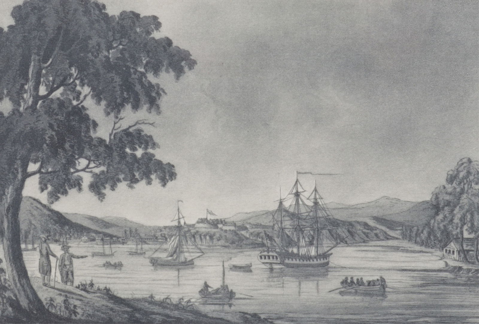 After Joseph F. W. Des Barres - Annapolis Royal: After Joseph Frederick Wallet Des Barres (Swiss/Canadian, 1722-1824). A 20th century reproduction etching of Annapolis Royal, Nova Scotia. Image appears in The Atlantic Neptune by Des Barres. London,