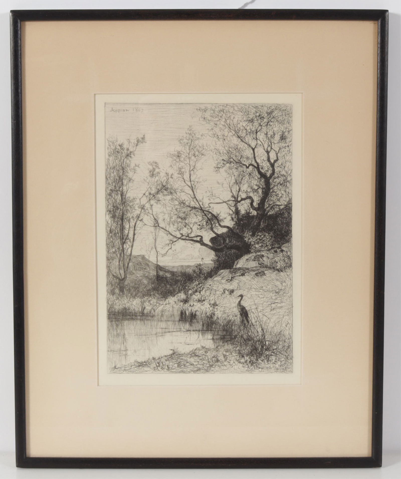 Adolphe Appian - Une Mare, Etching, 19th C - 2