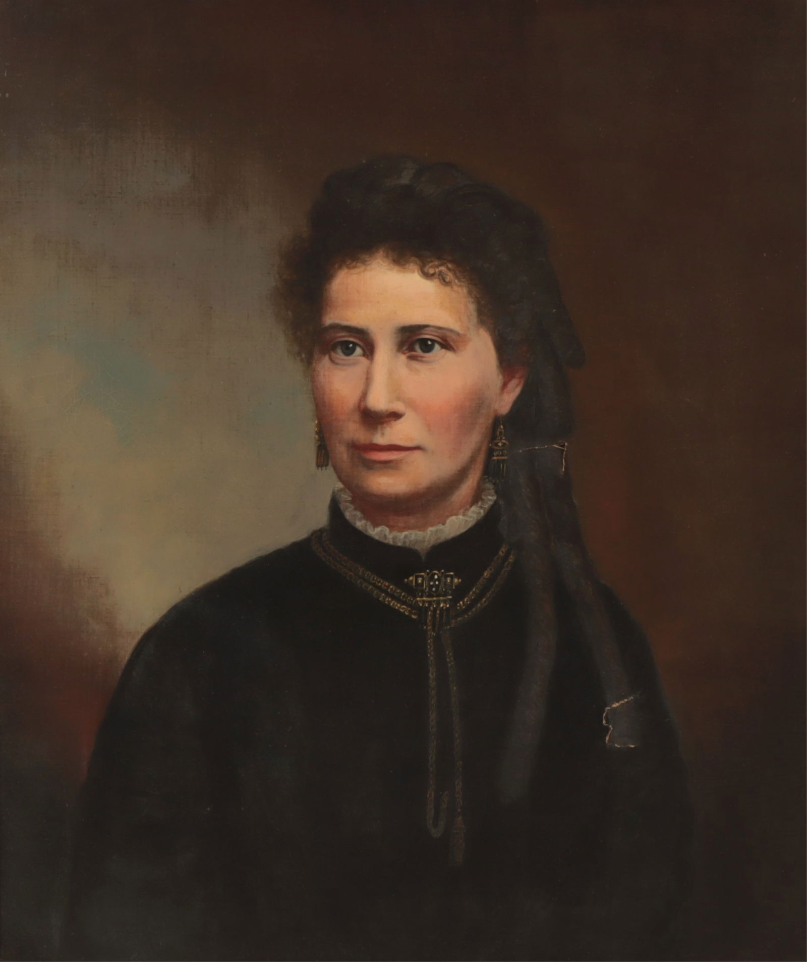 Portrait of a Woman, 19th C: English School - Portrait of a Woman 19th C. O/C. Unsigned. Dimensions: 29.5" H x 24.5" W Framed 41" H x 36" W