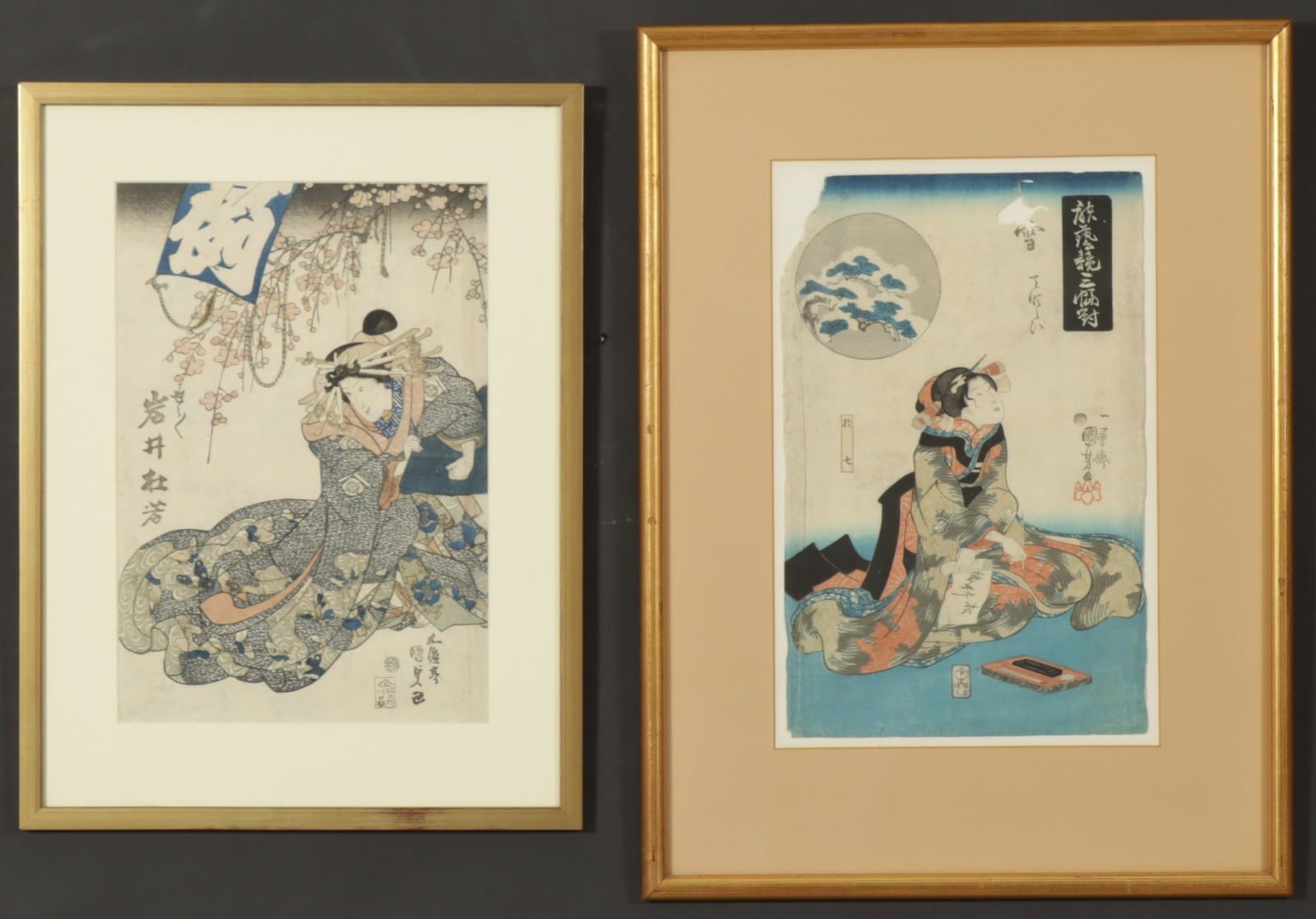 Kunisada-Kuniyoshi- 2 Ukiyo-e Woodblock Prints (1 of 11)