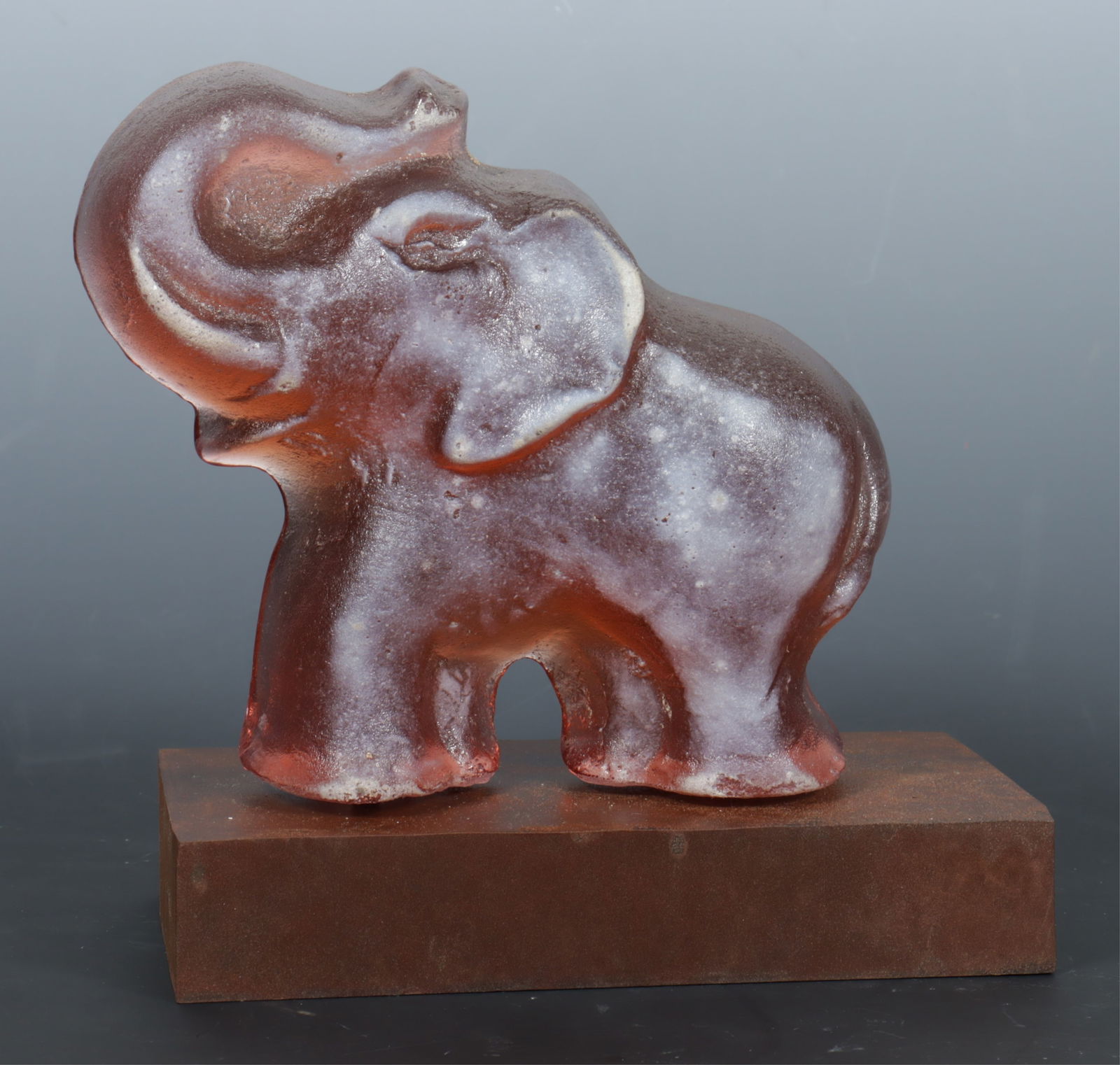 Marlene Rose - Sand-Cast Ruby Glass Elephant, 2024: Marlene Rose (American, b 1967) Sand-Cast Ruby Glass Elephant, signed verso, dated 2024 Dimensions: 8.5" H