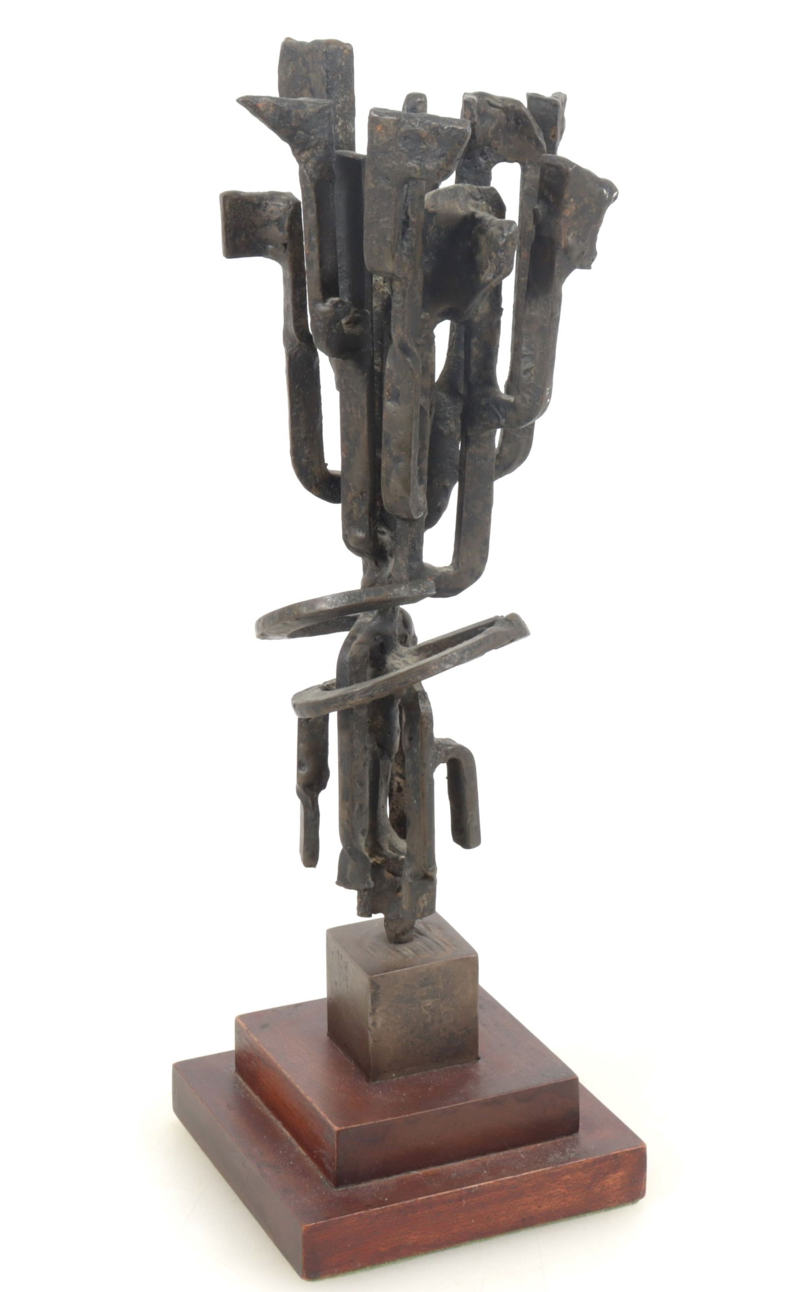 Volkmar Hasse - Brutalist Abstract Sculpture: Volkmar Hasse (Berlin, 1930-2012) Brutalist Abstract Sculpture, bronze patinated iron, unsigned Dimensions: 14.75" H