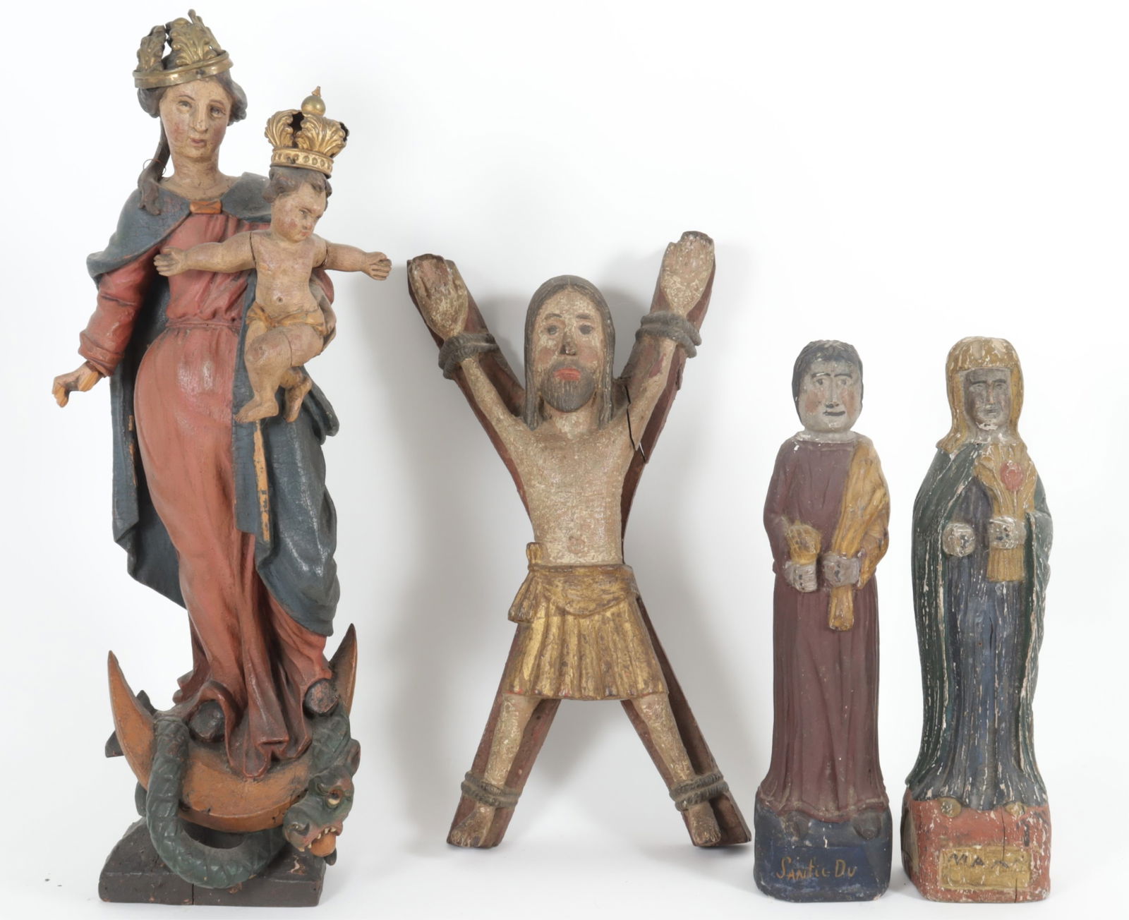 Continental Baroque Revival Polychromed Saints: Four Continental Baroque Revival Polychromed Saints Dimensions: Largest 20.5" H 