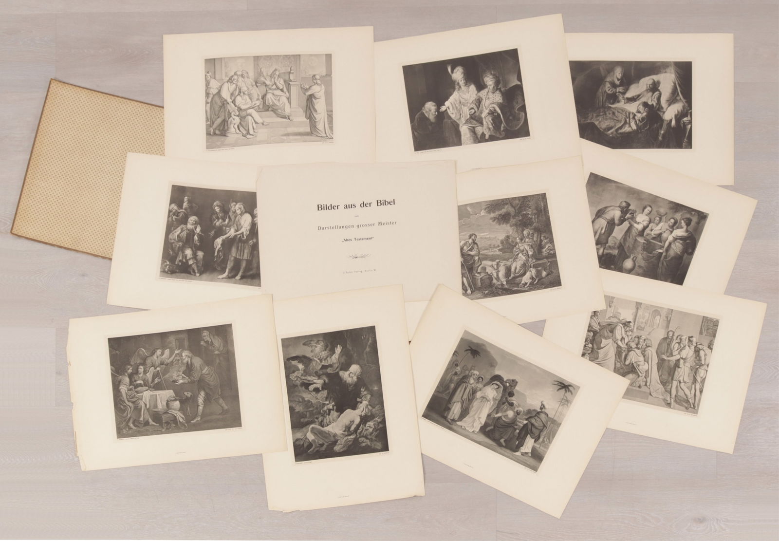 Portfolio Biblical Reproductions, J. Spiro-Verlag: "Altes Testament" Bilder aus der Bibel nach Darstellungen geosser Meister. "Old Testament" Images from the Bible based on depictions by great masters. Published by J. Spiro-Verlag, Berlin W. Reproduct