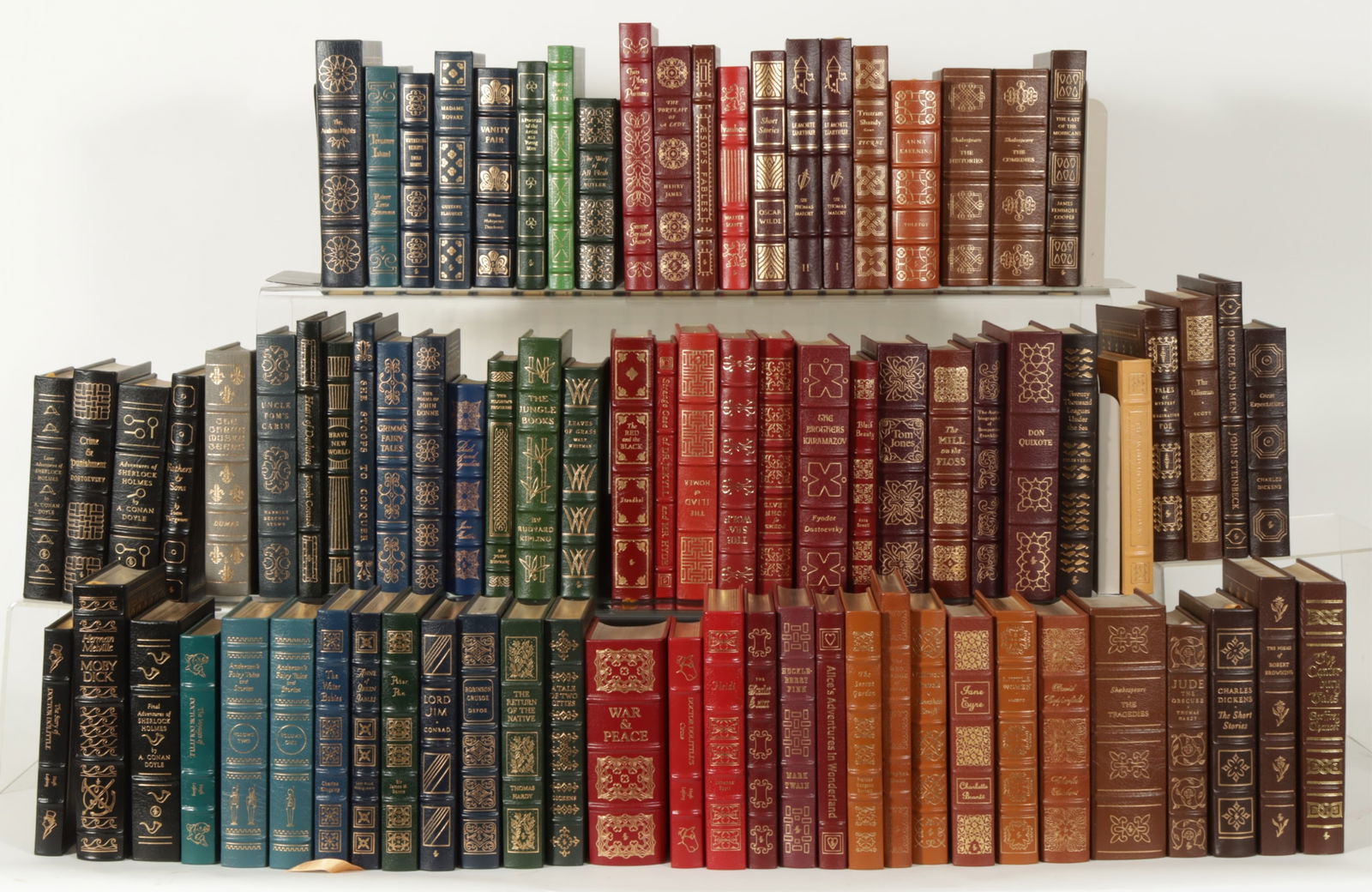 Easton Press Gilt & Leather Bound Book Collection: A collection of decorative 22k gold gilded and leather bound books with gilded page ends and silk page holder. Including a selection from The 100 Greatest Books Ever Written published by Easton Press,