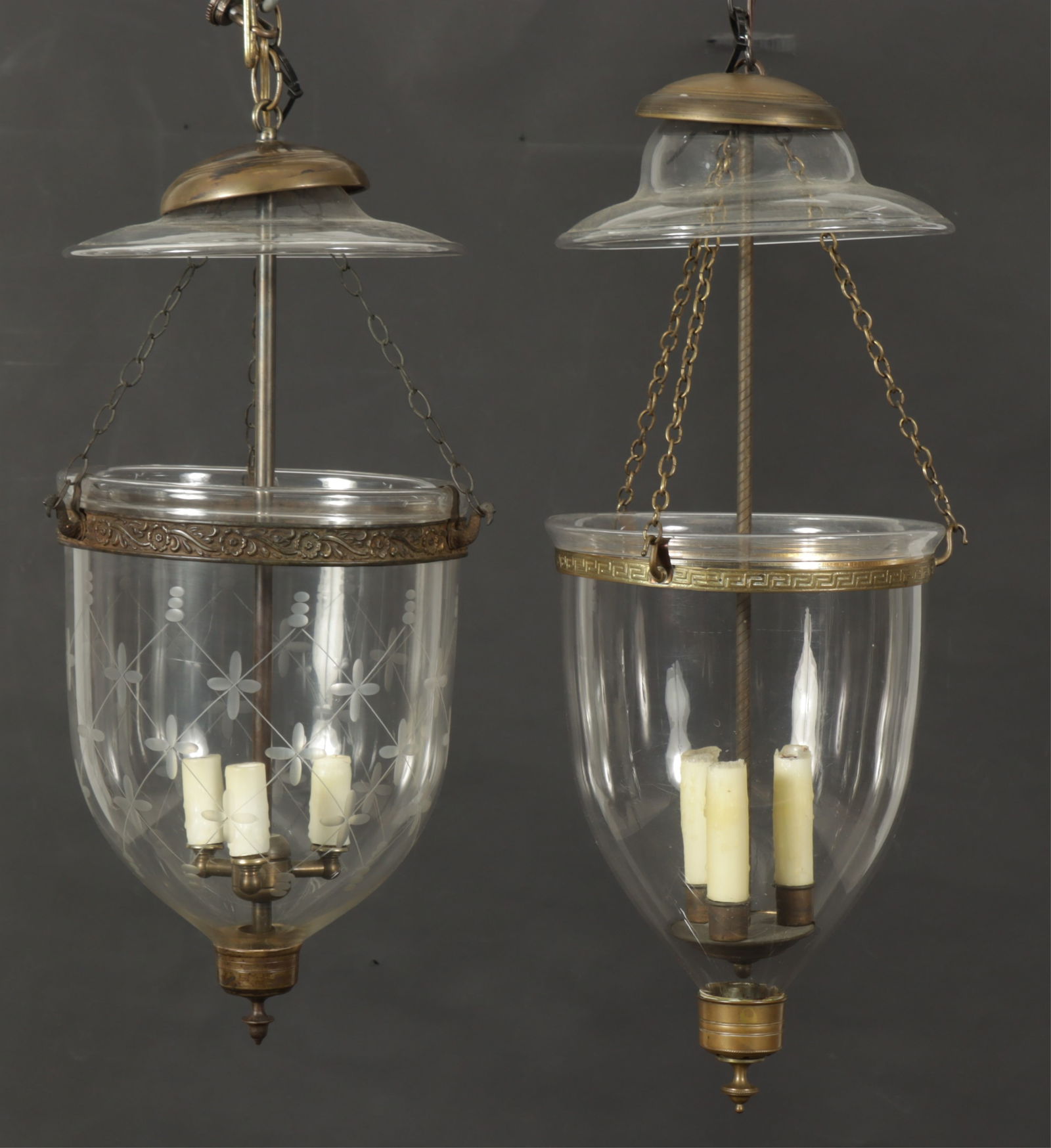 George III Style Brass and Glass Teardrop Lanterns (1 of 9)