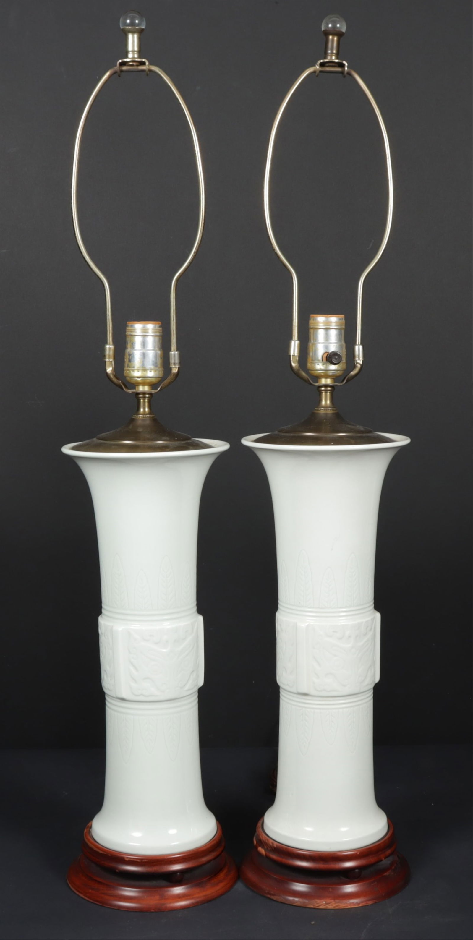 Pair of Chinese Archaistic Style Gu Vases as Lamps (1 of 8)