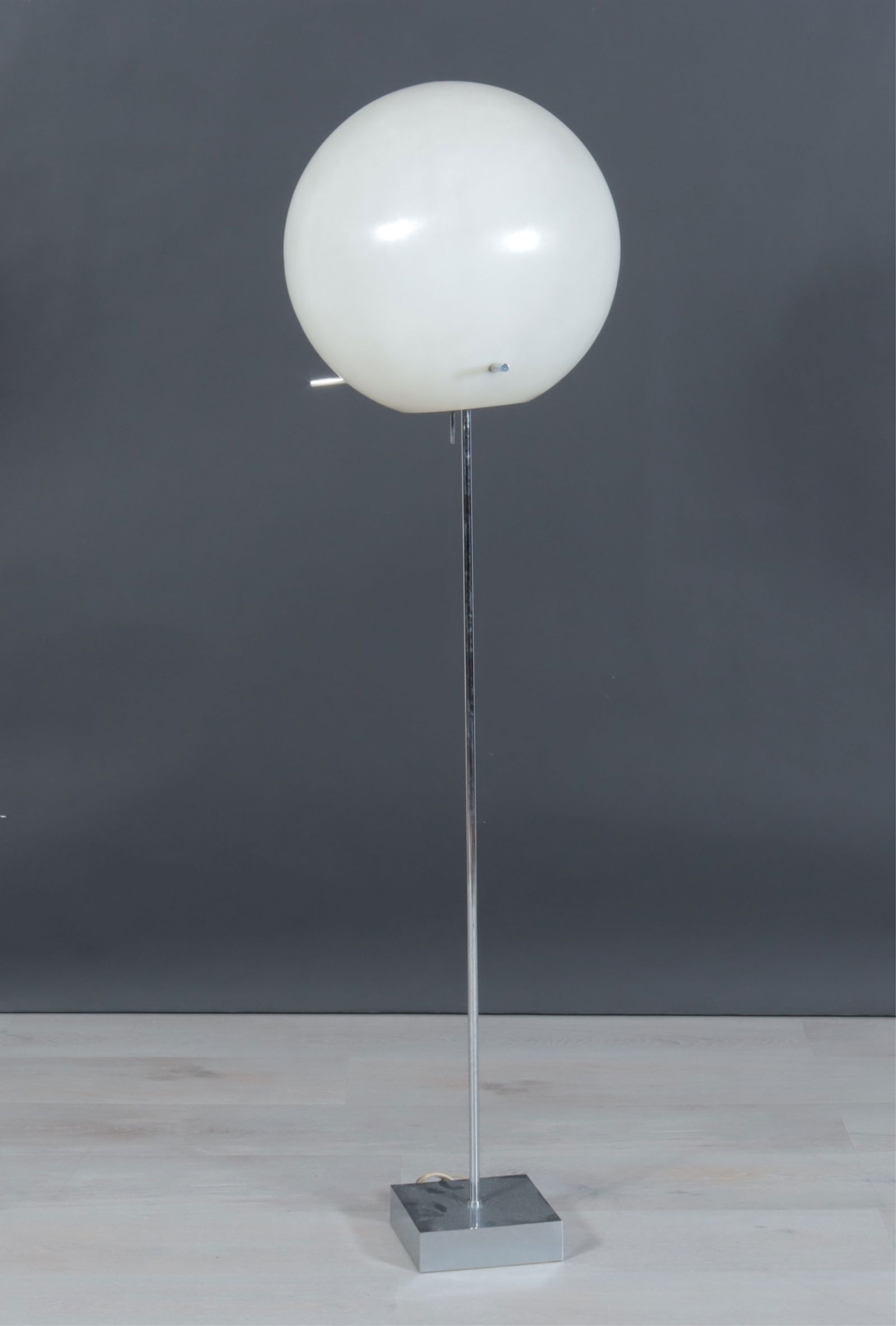 Paul Mayen MCM Orb Floor Lamp: Paul Mayen Midcentury Modern "Orb" Floor Lamp, with white acrylic shade. Dimensions: Approximately 56" H x 15" Dia 