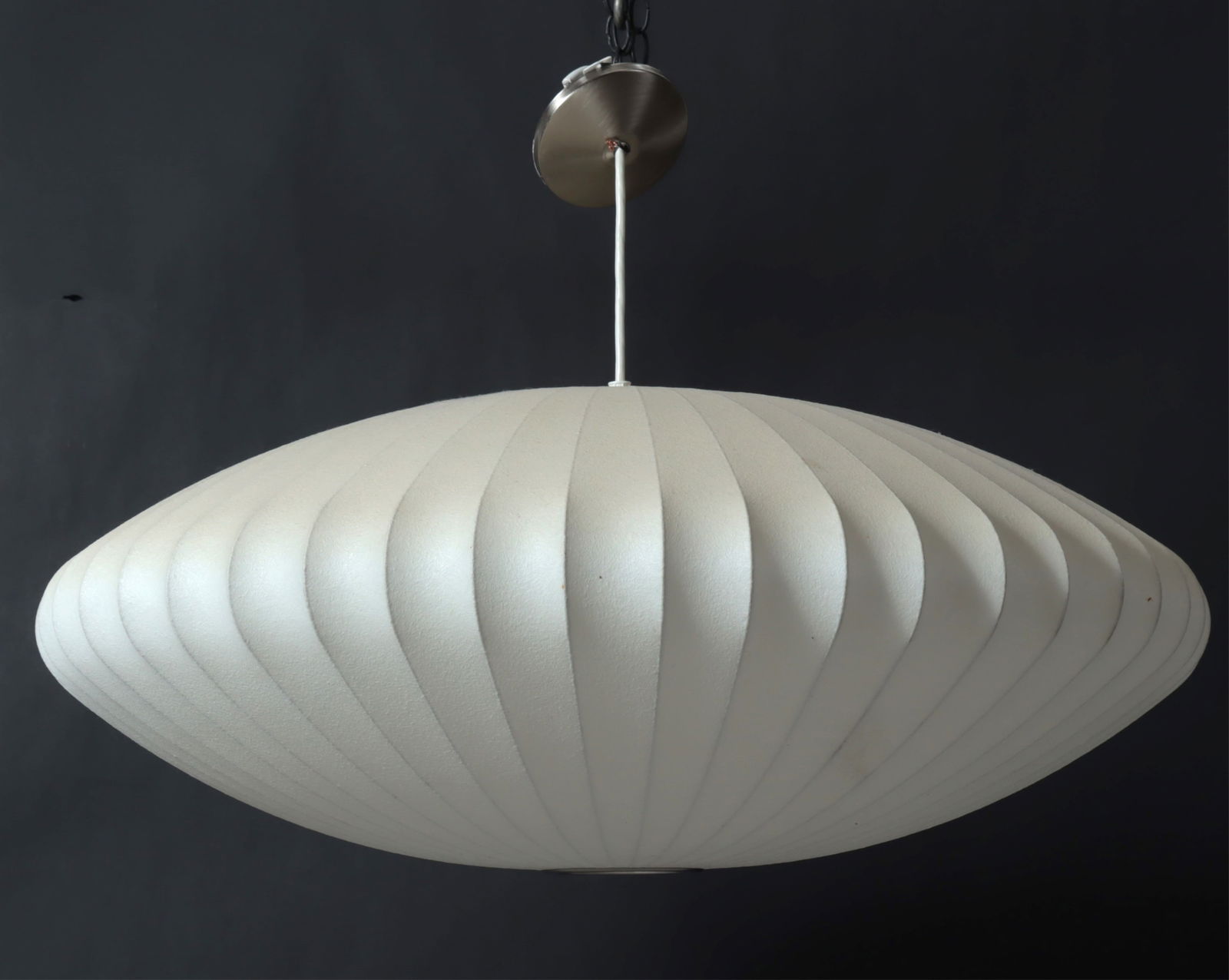 George Nelson Modernica Bubble Ceiling Light: George Nelson Bubble Ceiling light, labeled by Modernica, with ceiling mount. Dimensions: Approx 13" H x 36" Dia 