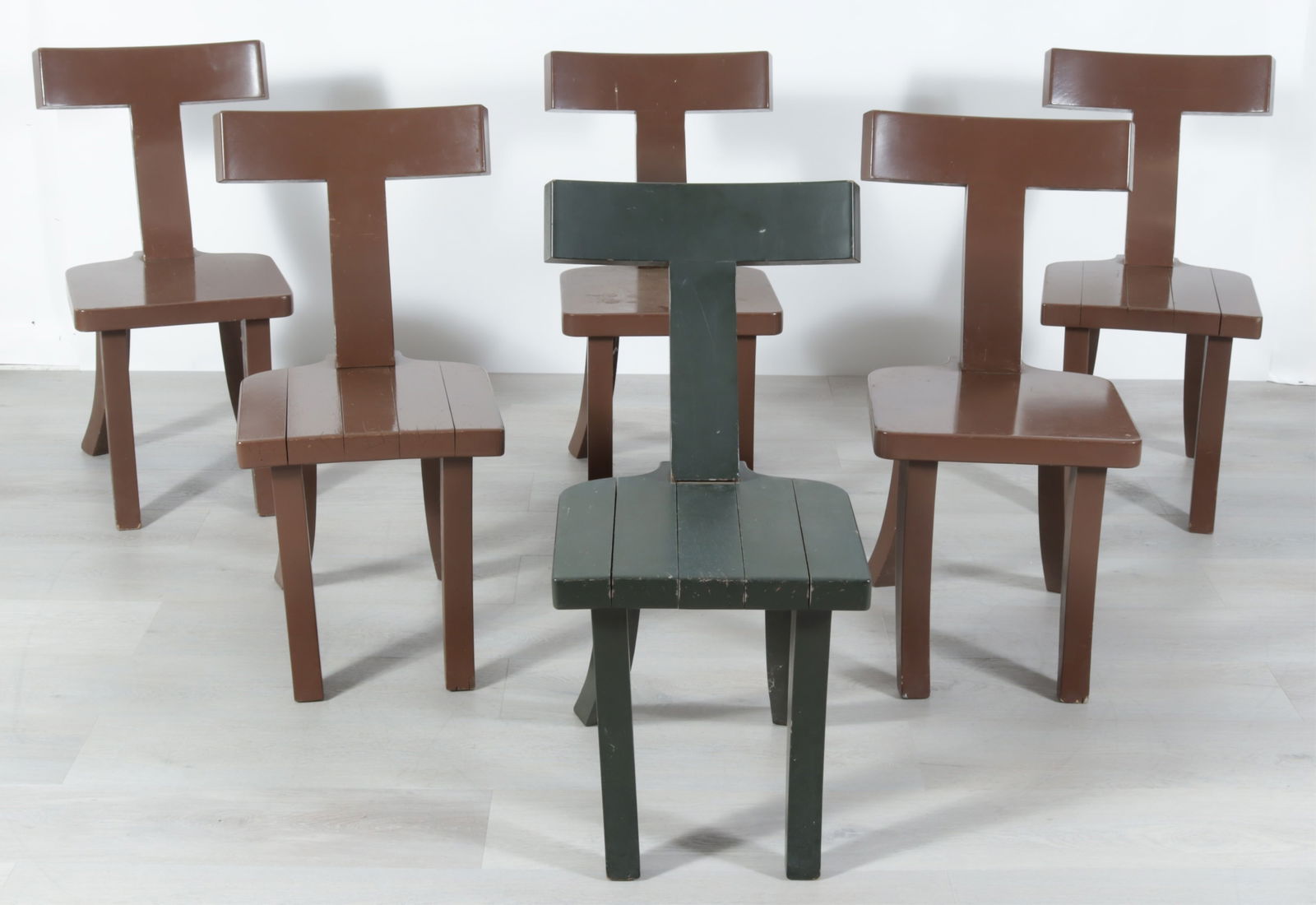 5 Barbara Del Vicario-La Malcontenta Dining Chairs: 5 Barbara del Vicario Foscari for Villa Foscari La Malcontenta Dining Chairs, a Roman inspired chair designed for Andrea Palladio's first 16th C. Villa in Venice situated along Riviera del Brenta,pain