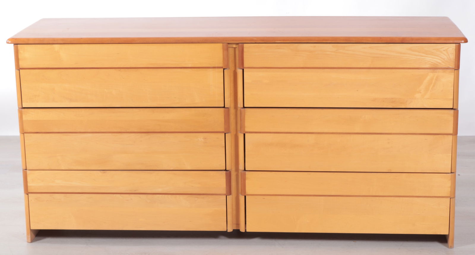 American Craft Maple & Cherry Double Dresser: American Craft Maple & Cherry Double Dresser Dimensions: 30" H x 61" W x 18.75" D From a Washington Connecticut Home