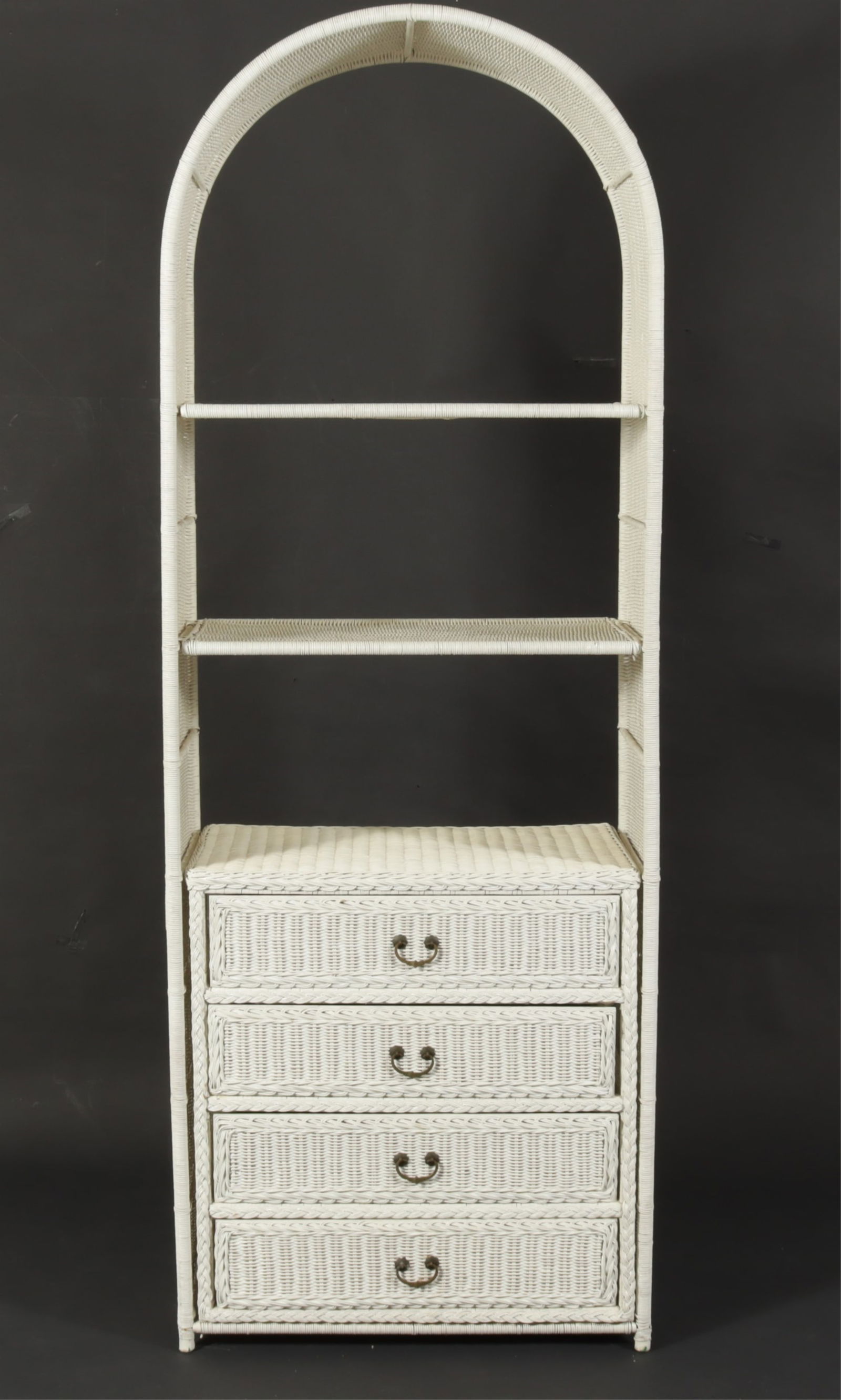 White Painted Wicker Bookcase - 2