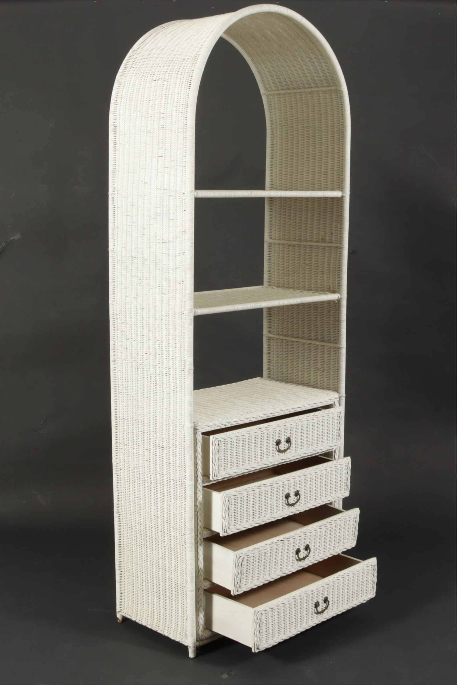 White Painted Wicker Bookcase - 3