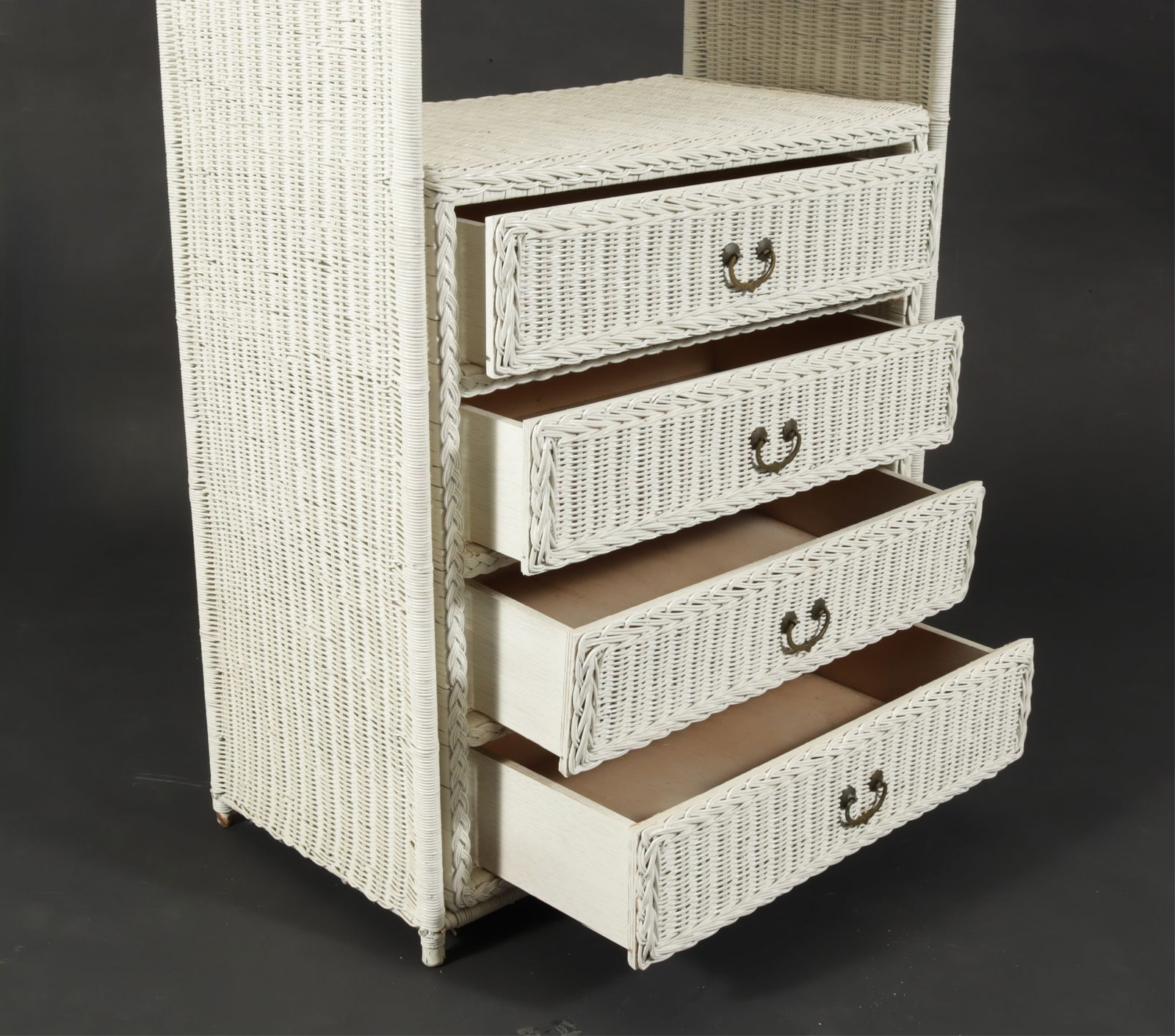 White Painted Wicker Bookcase - 4