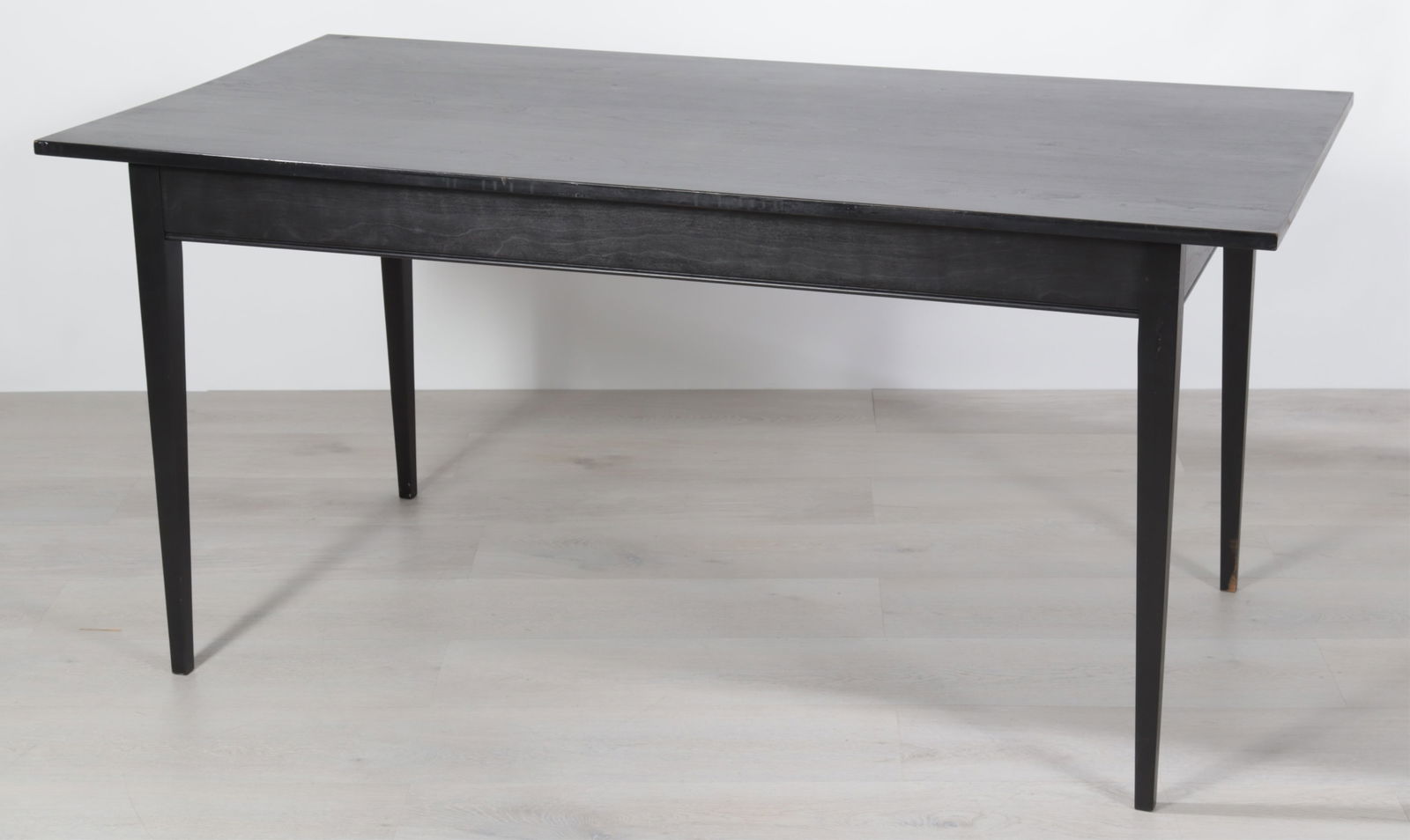 Bench-Made Cherry Farm Table: Bench-made black stained cherry farm table. Dimensions: 29.25" H x 32" W x 62" L 