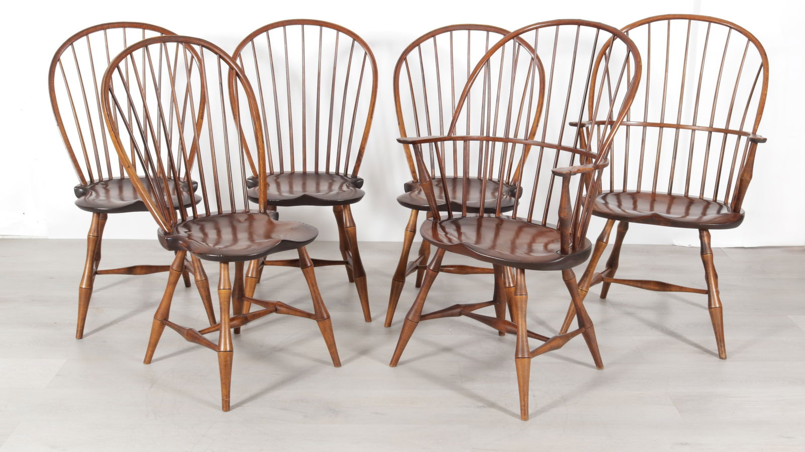 D.R. Dimes Oak and Cherry Windsor Dining Chairs (1 of 8)
