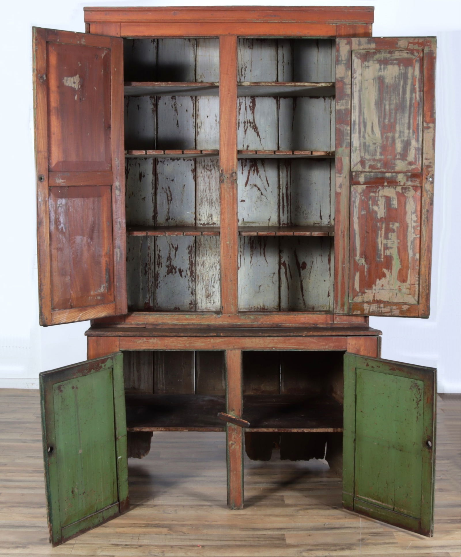 American Stained Canted Side Stepback Cupboard - 3