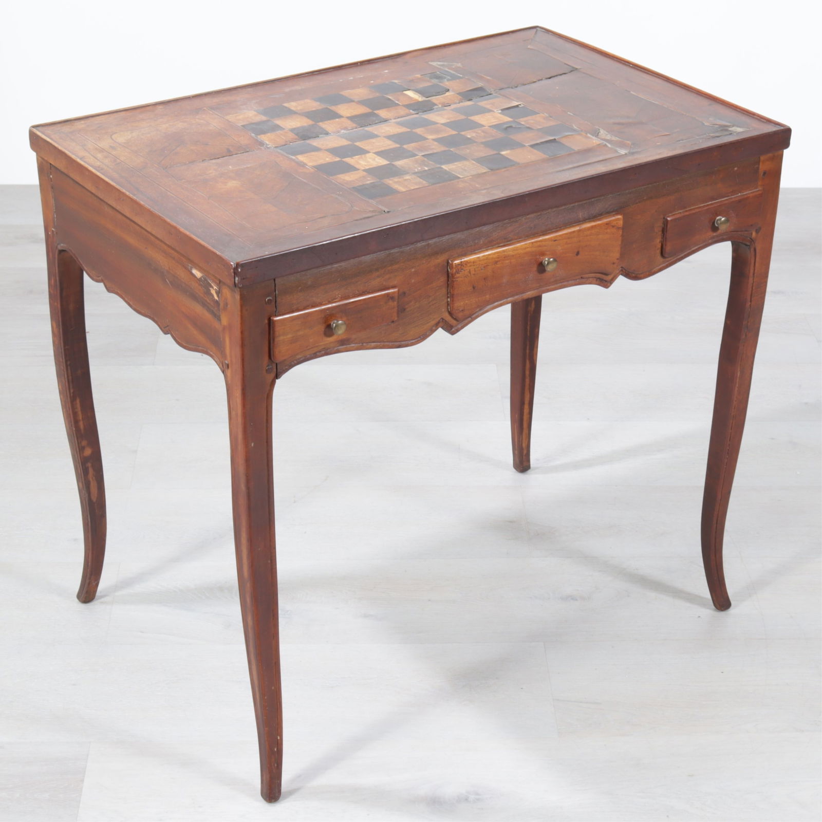 French Provincial Cherry Tric-Trac Games Table: French Provincial Cherry Tric-Trac Games Table Dimensions: 28.75" H x 32" W x 21" D 