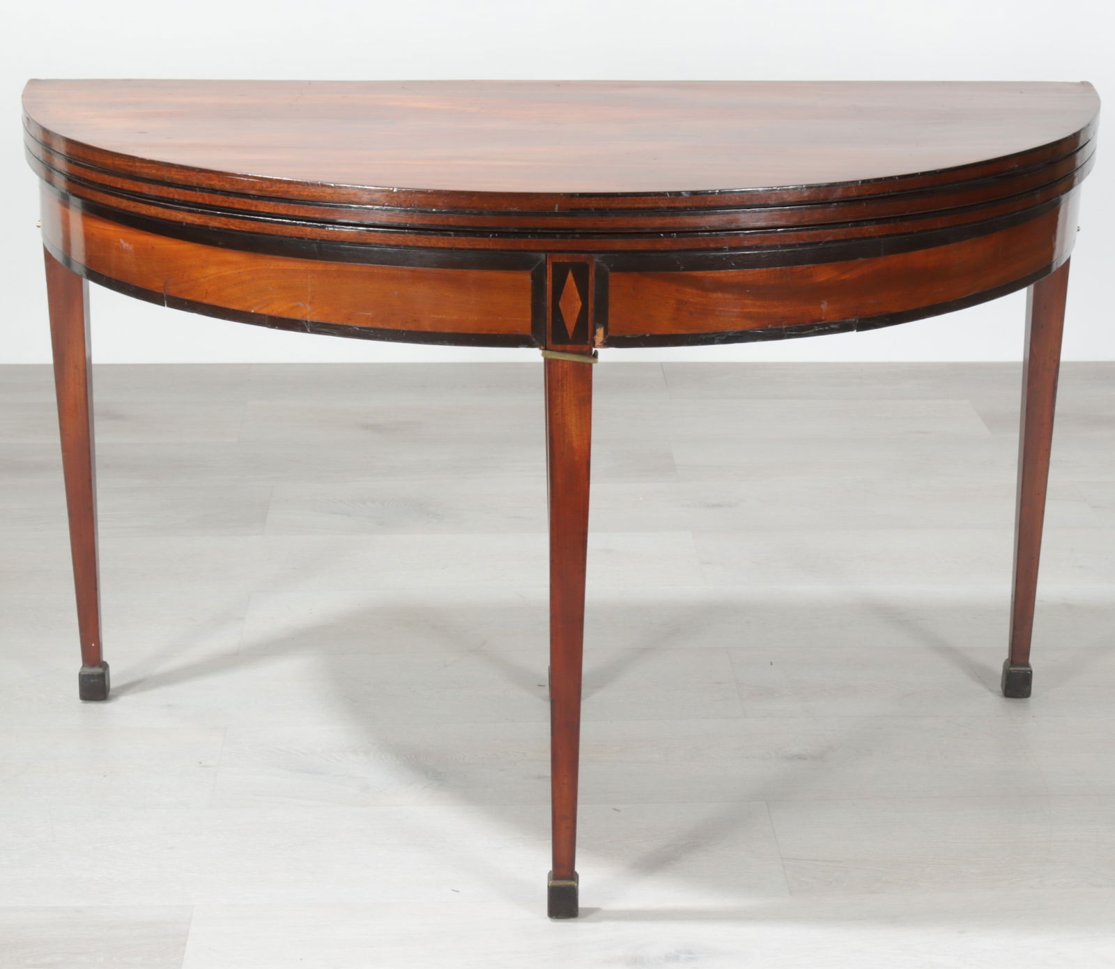 Directoire Inlaid Mahogany Games Table, JJ Chapuis: Directoire Inlaid Mahogany Games Table, by Jean-Joseph Chapuis (1765-1864), drawer twice stamped CHAPUIS. Dimensions: 29.5" H x 47" W x 23.25" D 
