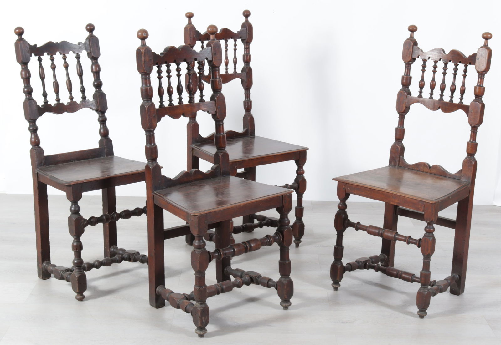 Baroque Revival Walnut Side Chairs: Four Baroque Revival Walnut Side Chairs Dimensions: 42.75" H x 19.25" W x 18" D 