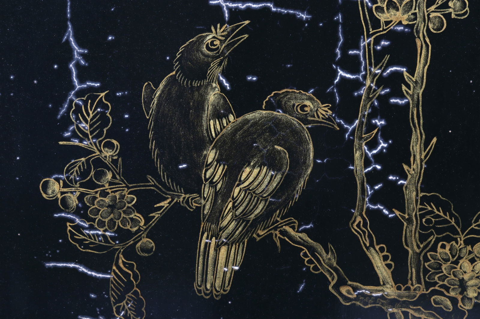 Chinese Stone Mounted Lacquer 4-Panel Screen - 11