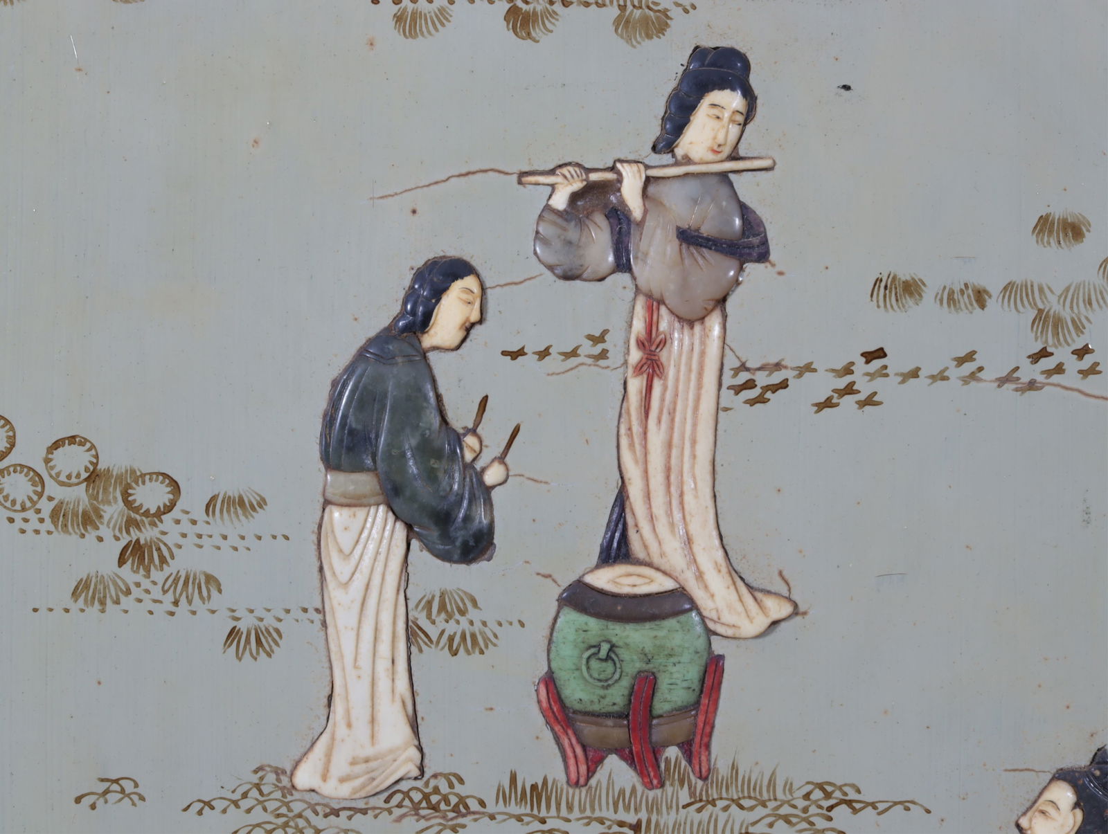 Chinese Stone Mounted Lacquer 4-Panel Screen - 6