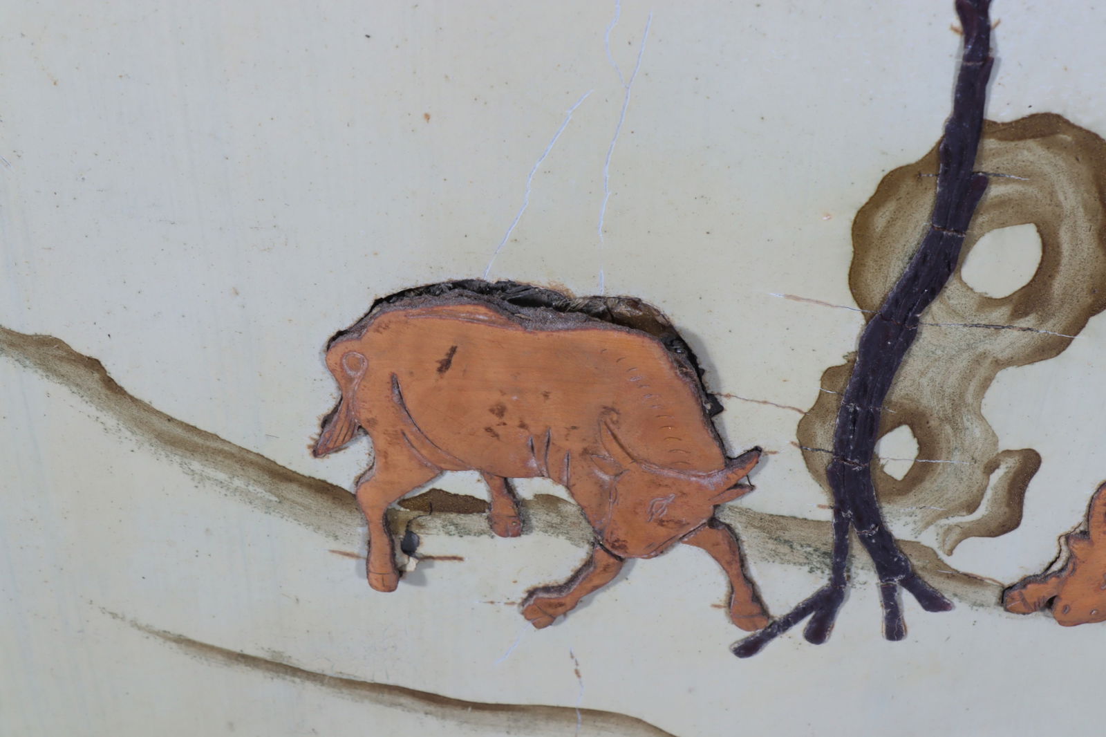 Chinese Stone Mounted Lacquer 4-Panel Screen - 9