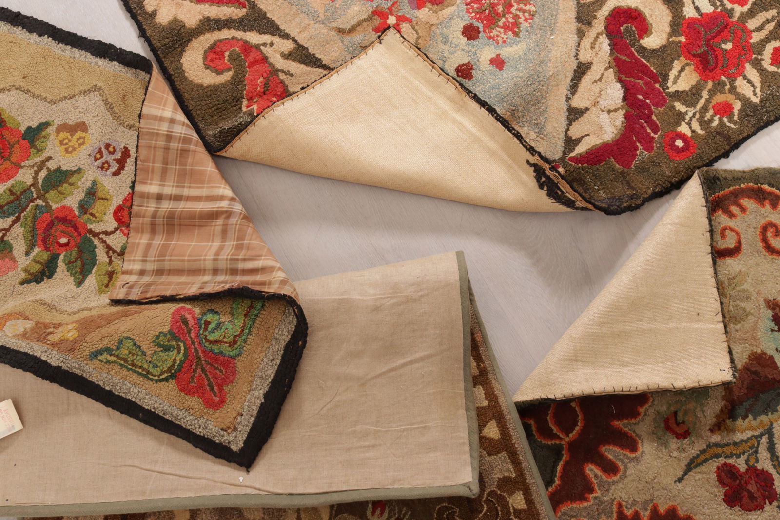 4 Floral Patterned Hook Rugs - 11