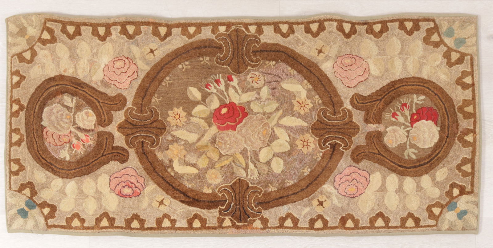 4 Floral Patterned Hook Rugs - 4