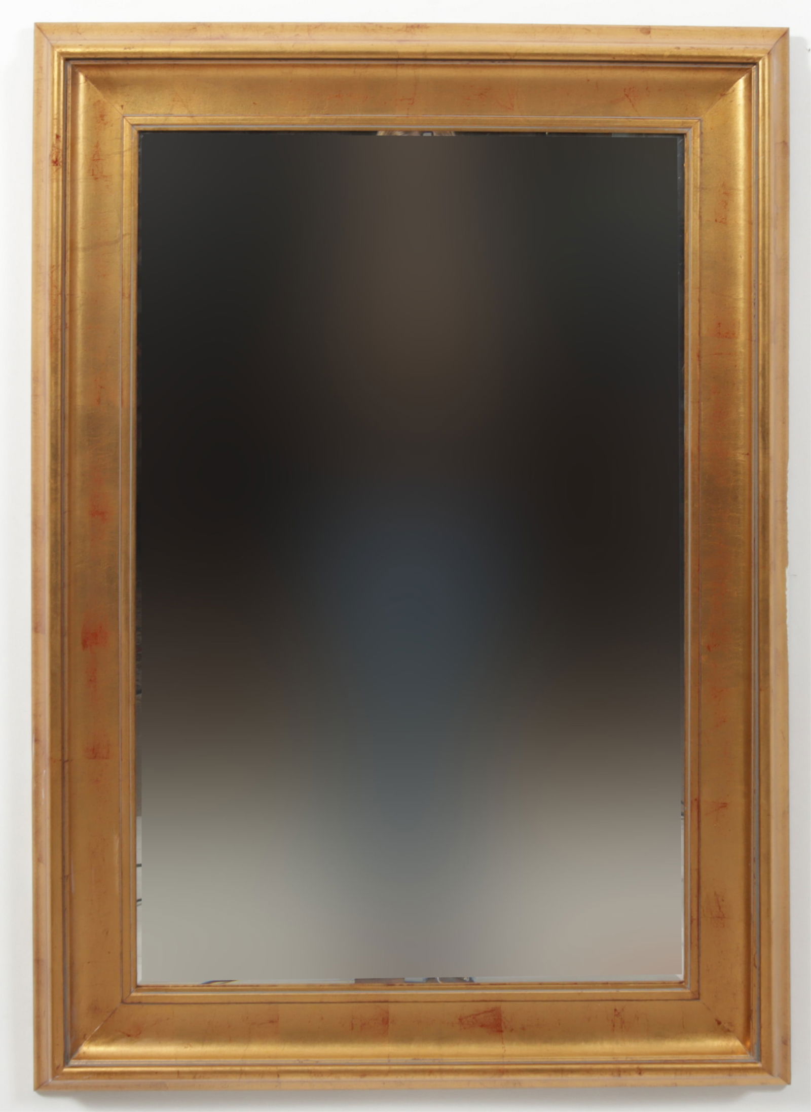 Baroque Style Giltwood Mirror: Baroque Style Giltwood Mirror, beveled rectangular plate Dimensions: 45.25" H x 33" W 