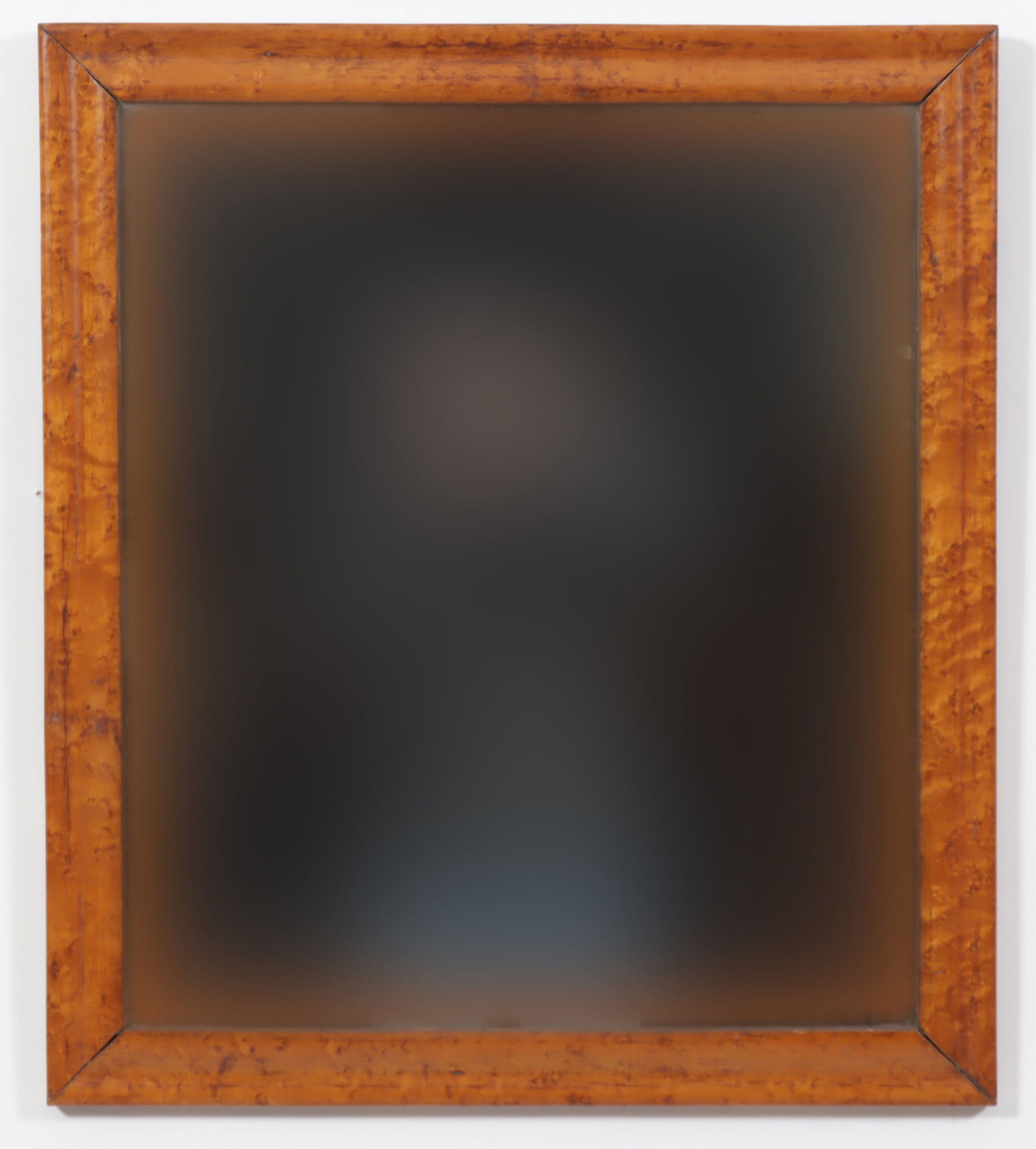 American Birdseye Maple Mirror, 19th C: American Birdseye maple veneered framed mirror, 19th century. Dimensions: 26.25" H x 23.25" W 