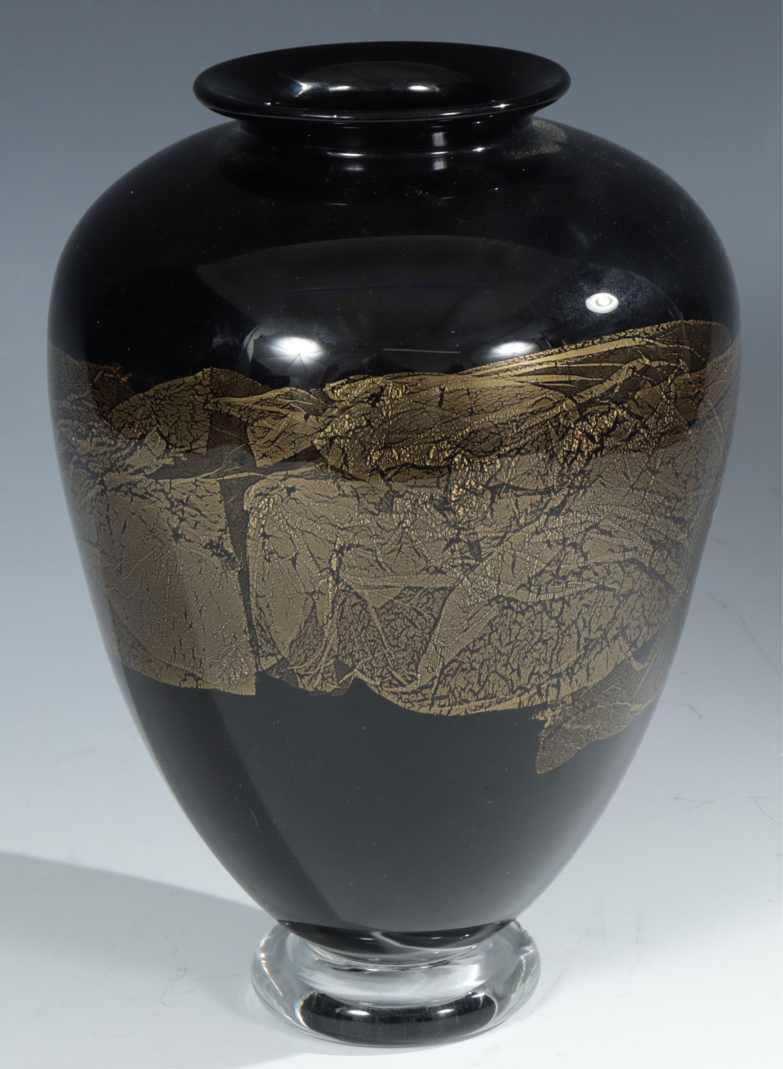 Peter Greenwood Gilt Art Glass Vase: Peter Greenwood Gilt Art Glass Vase, signed GREENWOOD and dated 97 Dimensions: 9" H 