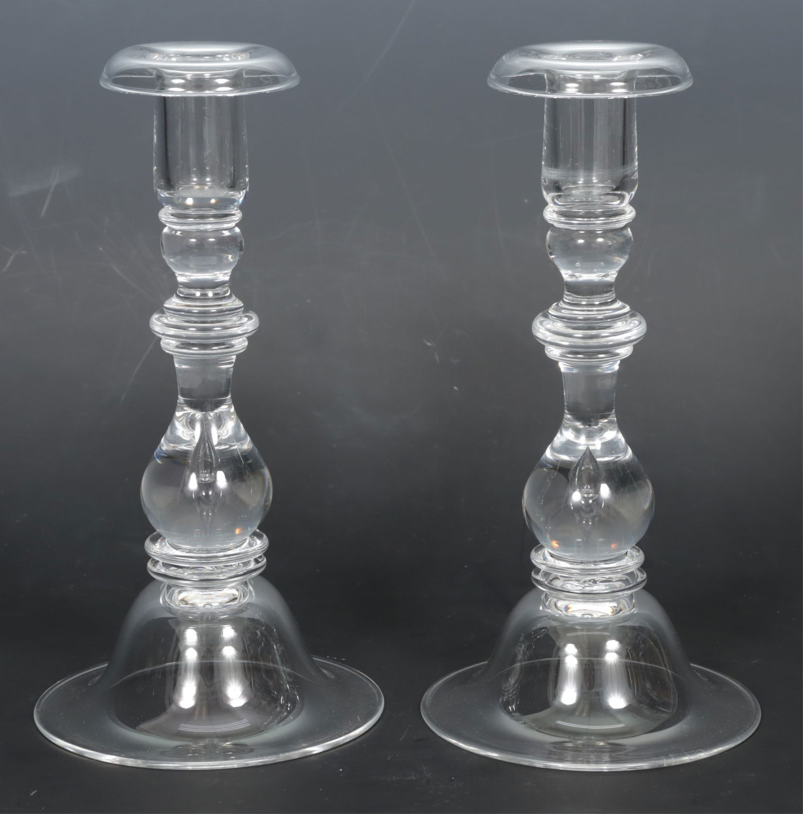 Four Steuben Glass Teardrop Candlesticks - 4